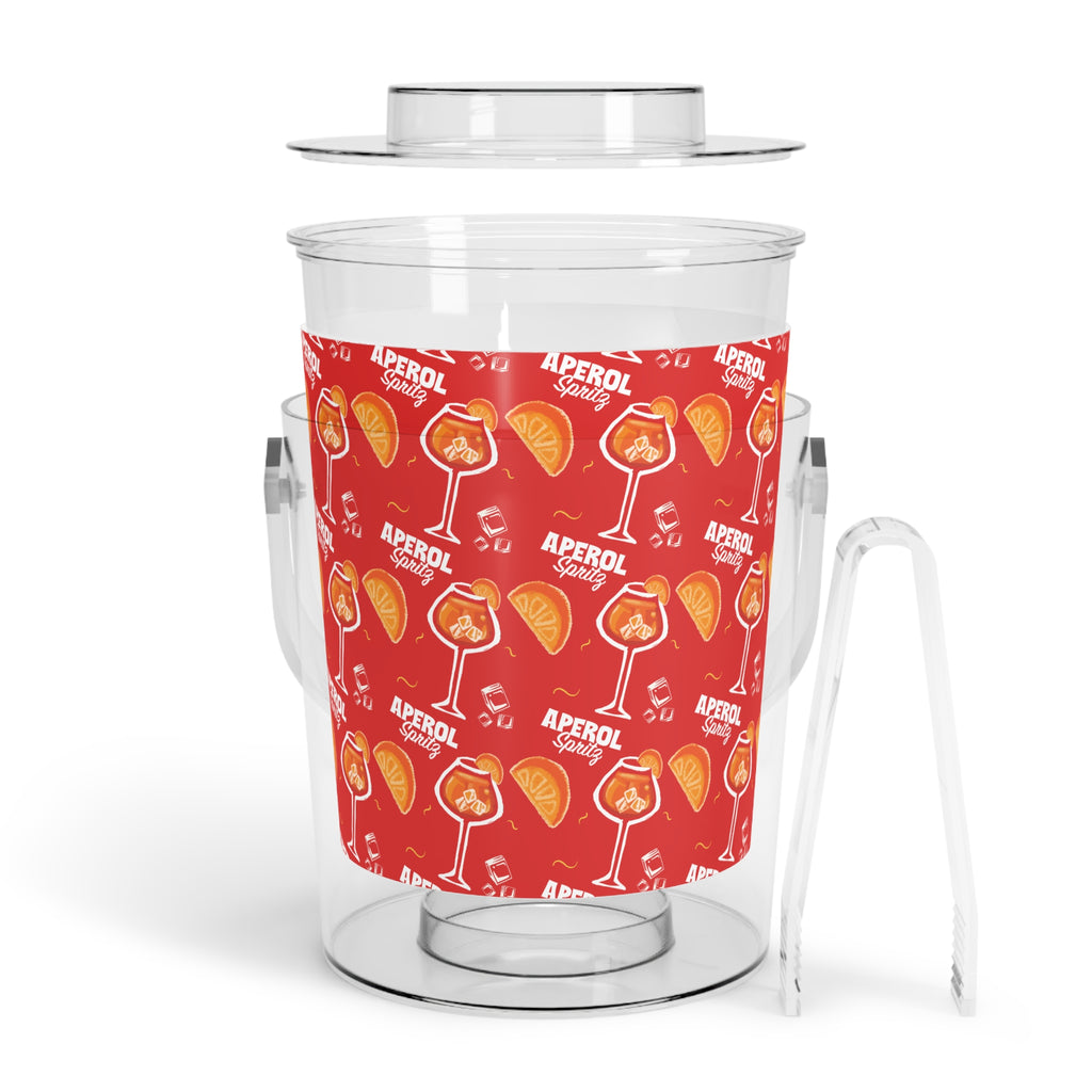 Aperol Spritz Ice Bucket with Tongs — Aperol Red Collection Inspired Design