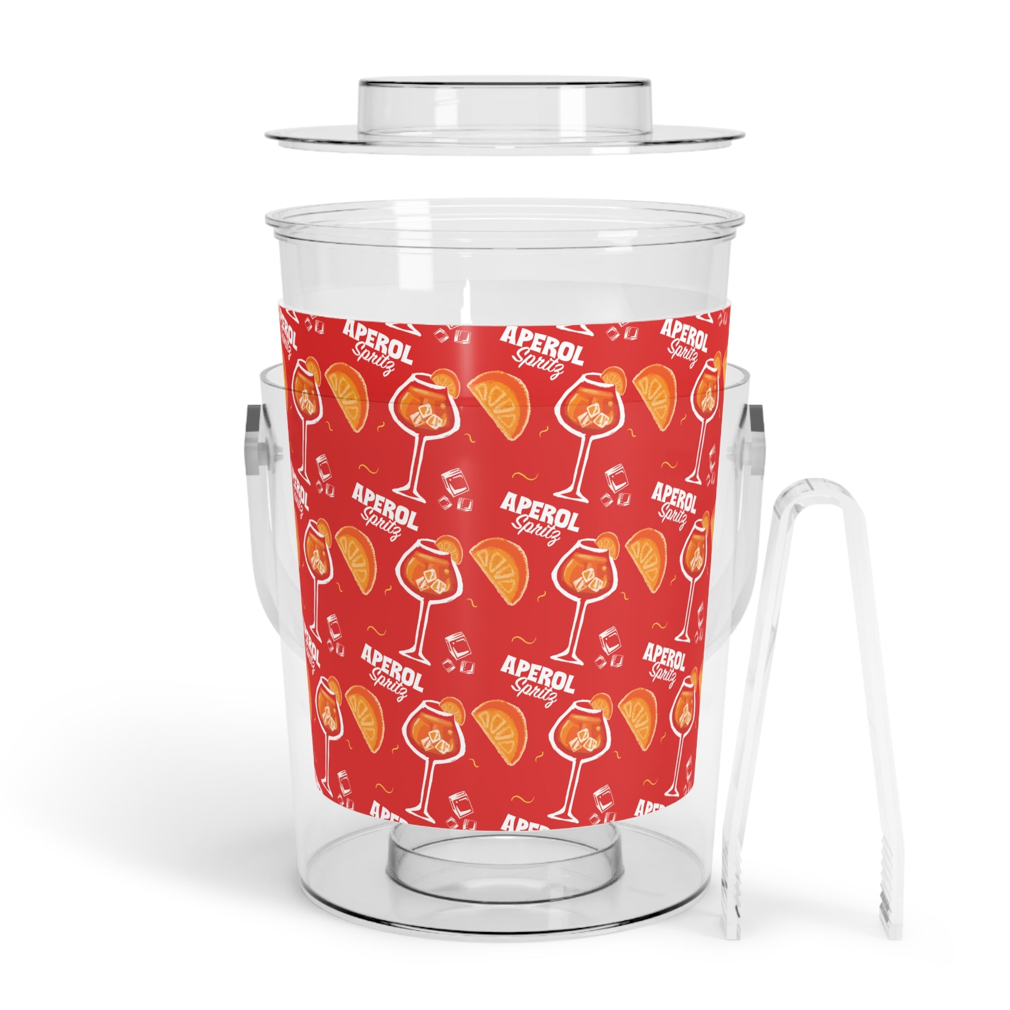 Aperol Spritz Ice Bucket with Tongs — Aperol Red Collection Inspired Design