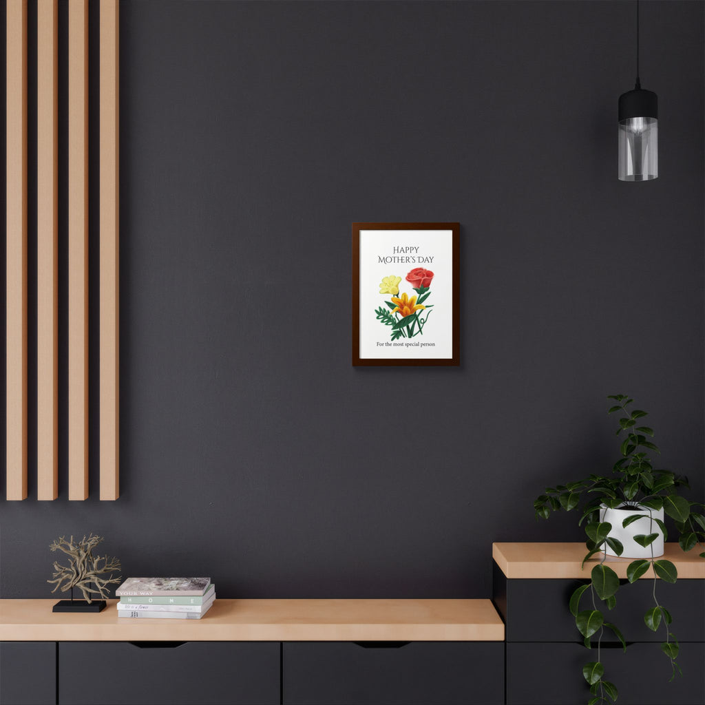Mother’s Day Framed Floral Poster – Happy Mother’s Day Wall Art for Mom | Floral Gift Decor