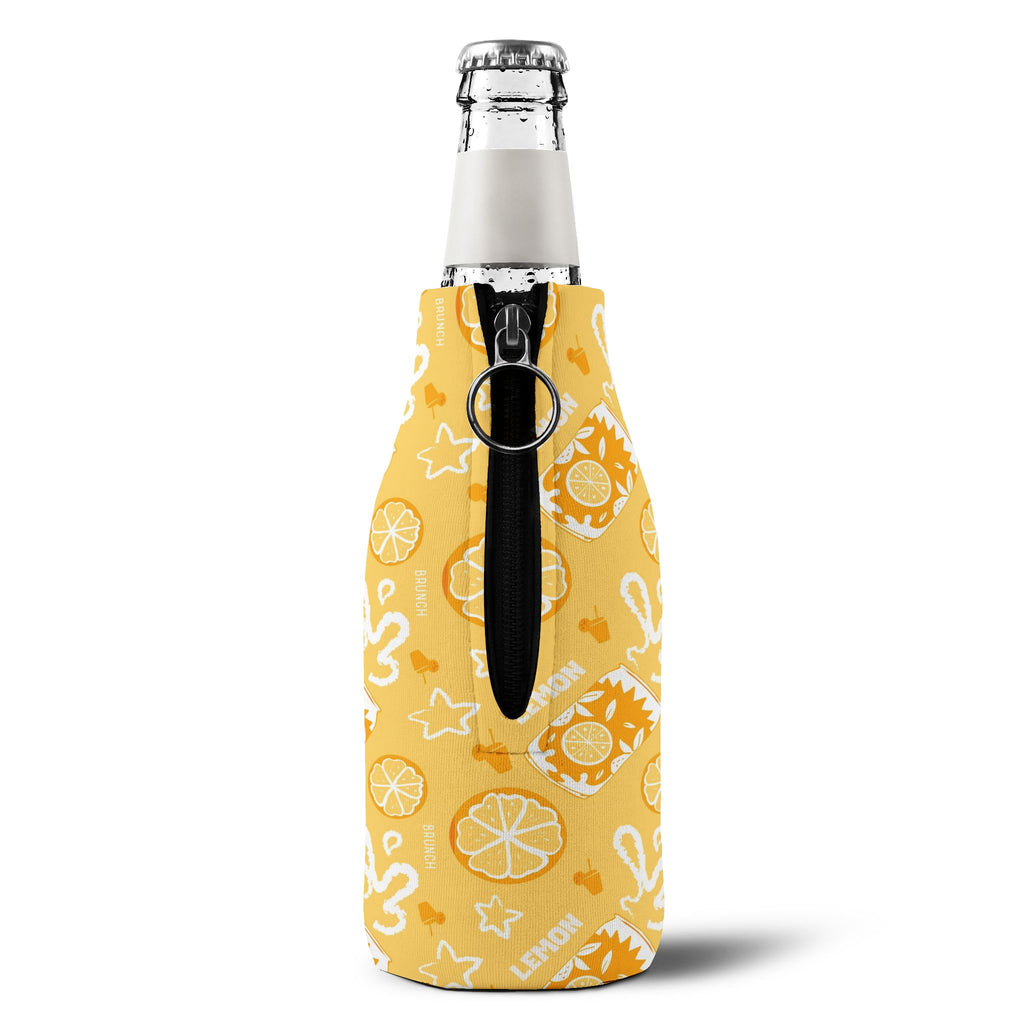 Lemon Fruit Brunch Zip-Up Bottle Cooler Sleeve — Lemon Brunch Collection Inspired Design