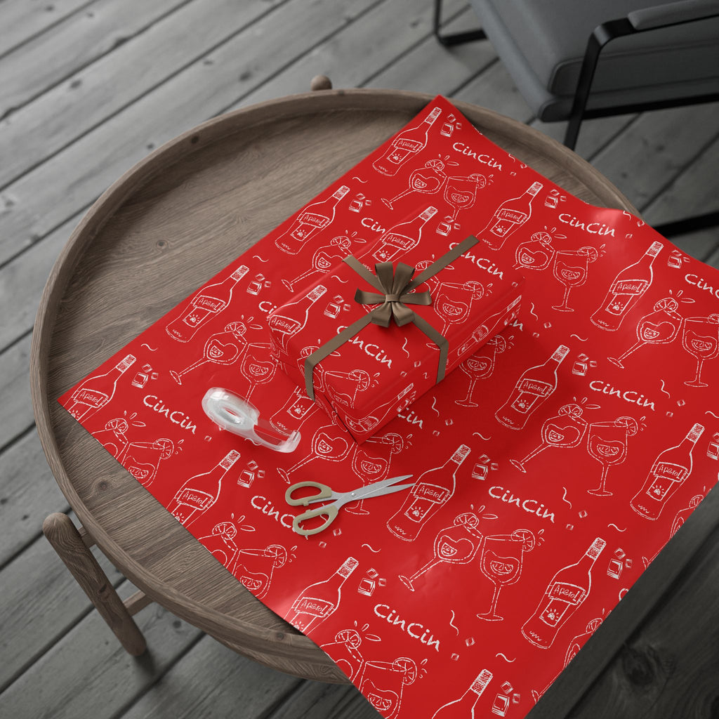 Cin Cin Peel Wrapping Paper Roll — Red Cin Cin Collection Inspired Design