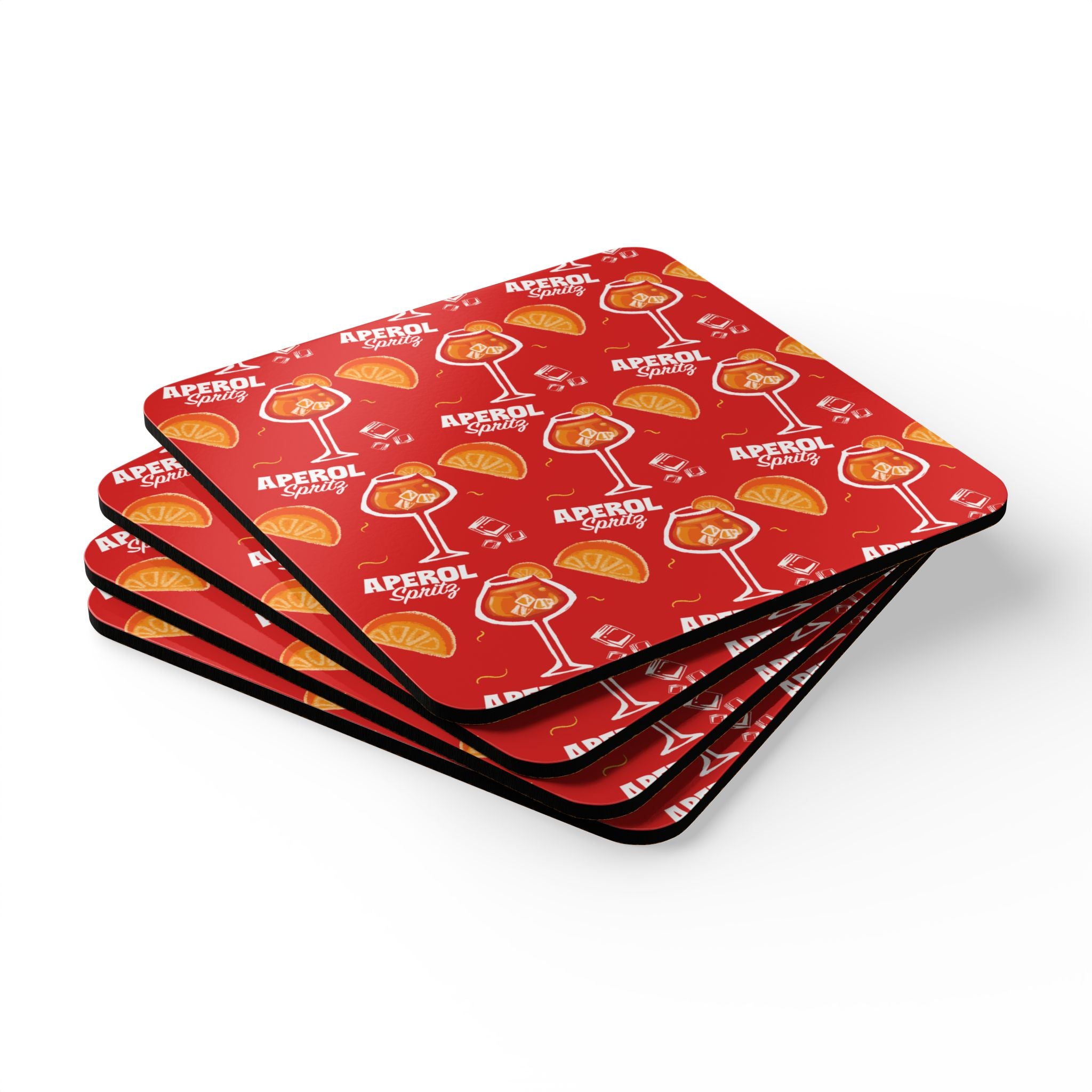 Aperol Spritz Corkwood Coaster Set (4-Pack) – Aperol Red Collection Inspired Design