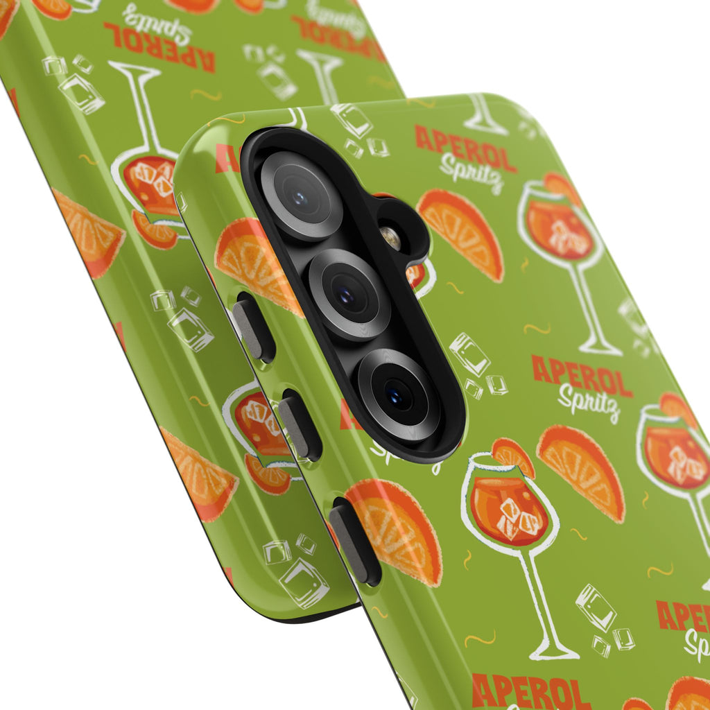 Aperol Spritz Pattern Tough Phone Case — Green Spritz Collection Inspired Design