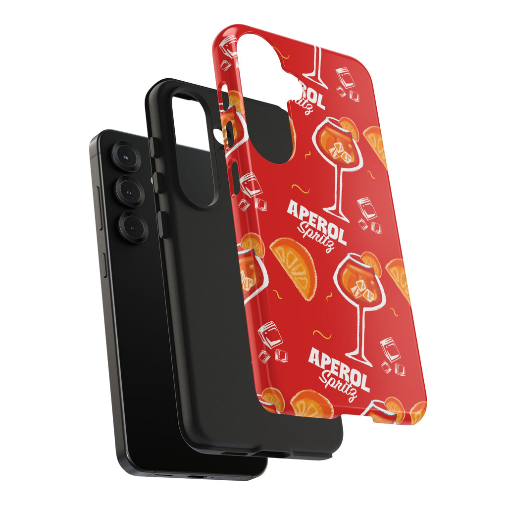 Aperol Spritz Tough Phone Case — Red Cocktail Pattern Protective Cover