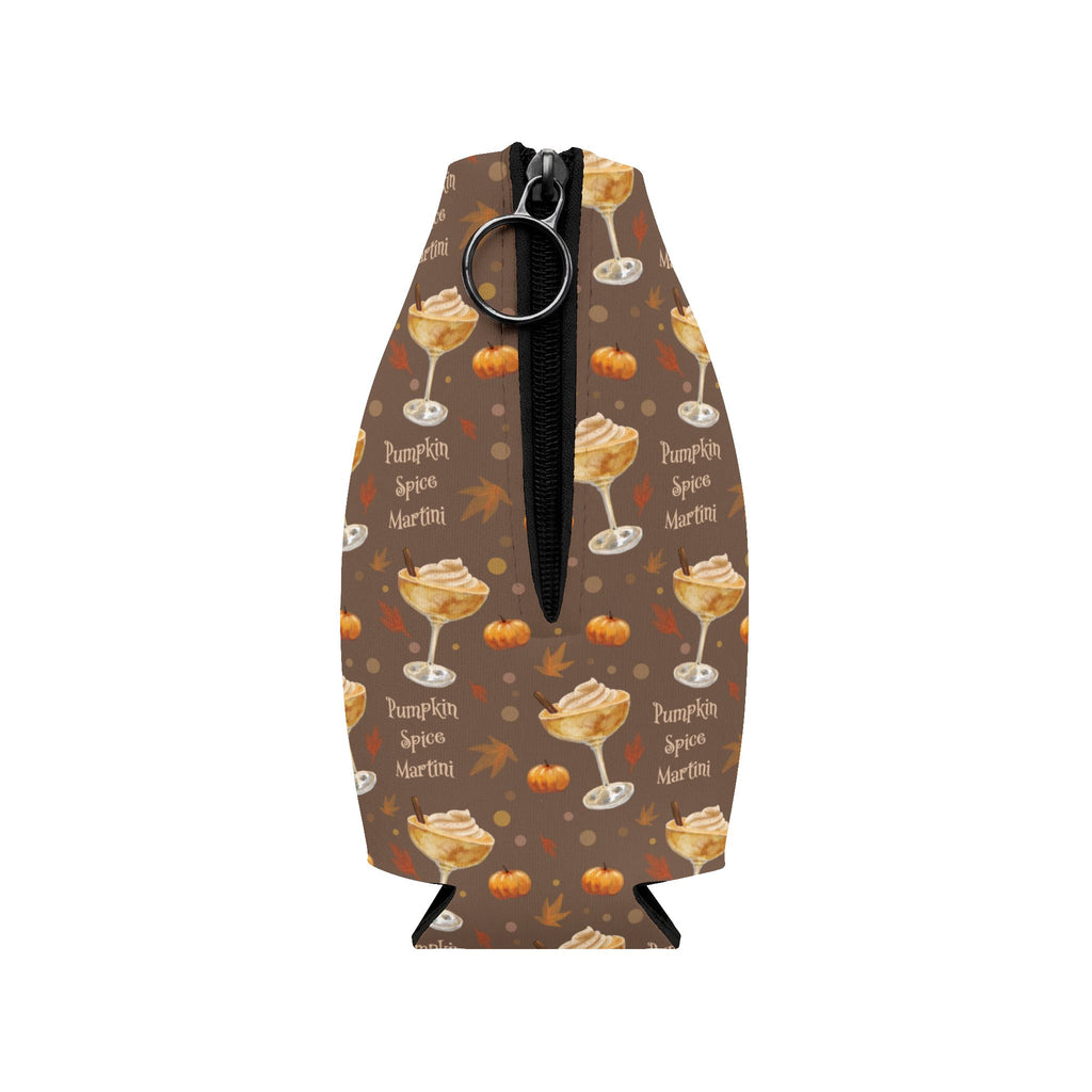 Pumpkin Spice Martini Zip-Up Bottle Cooler Sleeve — Black Pumpkin Collection Inspired Design