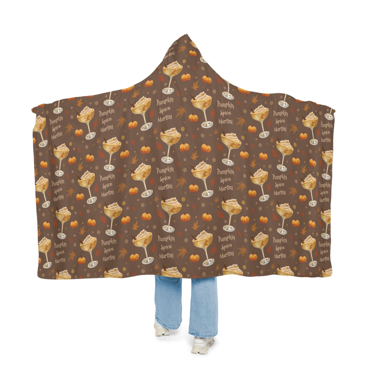 Pumpkin Spice Martini Hooded Throw Blanket — Brown Pumpkin Collection Inspired Design