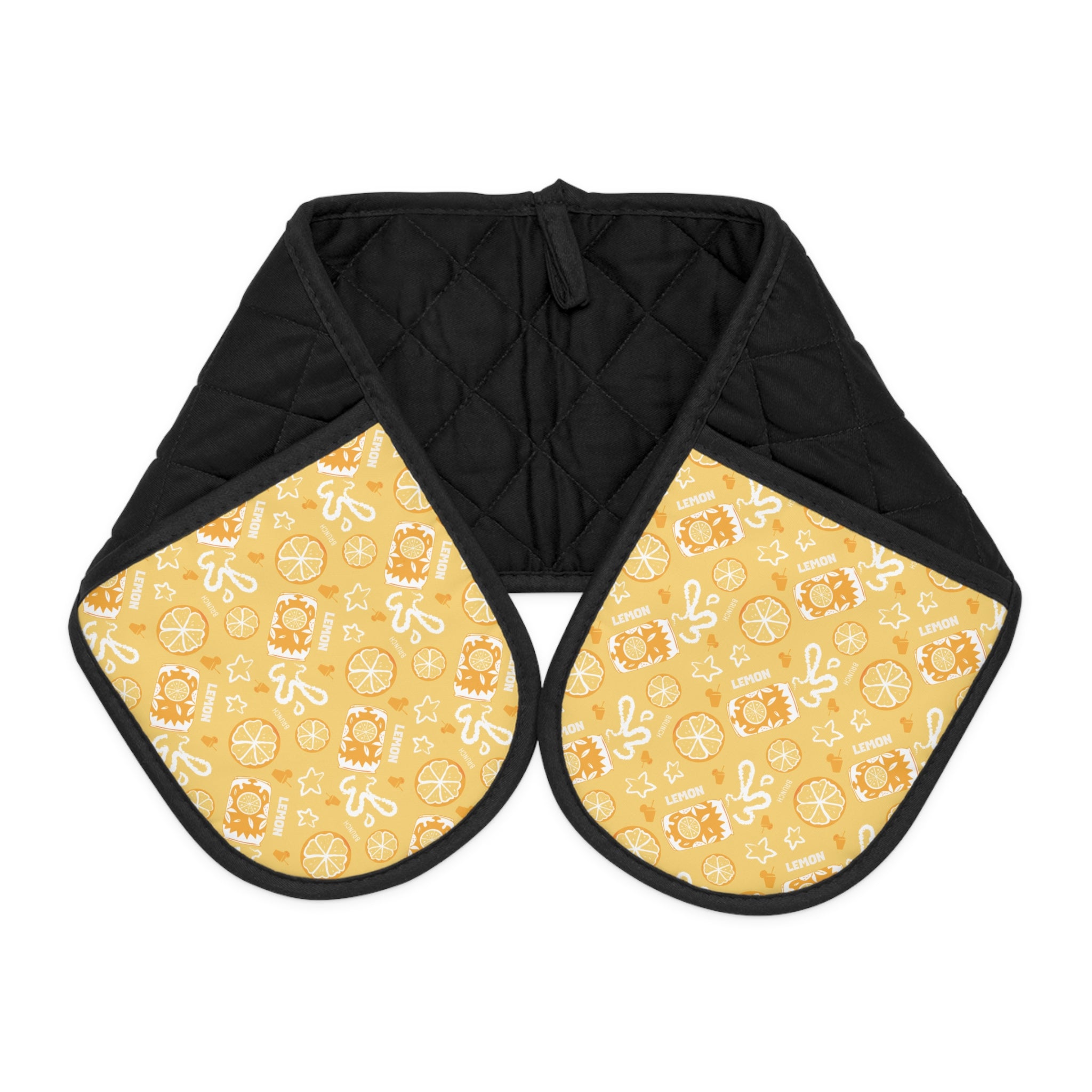 Lemon Brunch Fruit Yellow Oven Mitt Set - Citrus Kitchen Decor