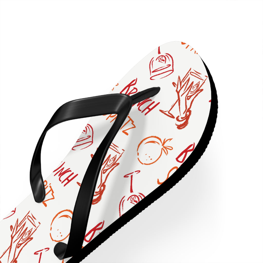 Brunch Spritz Flip Flops — White Brunch Collection Inspired Design