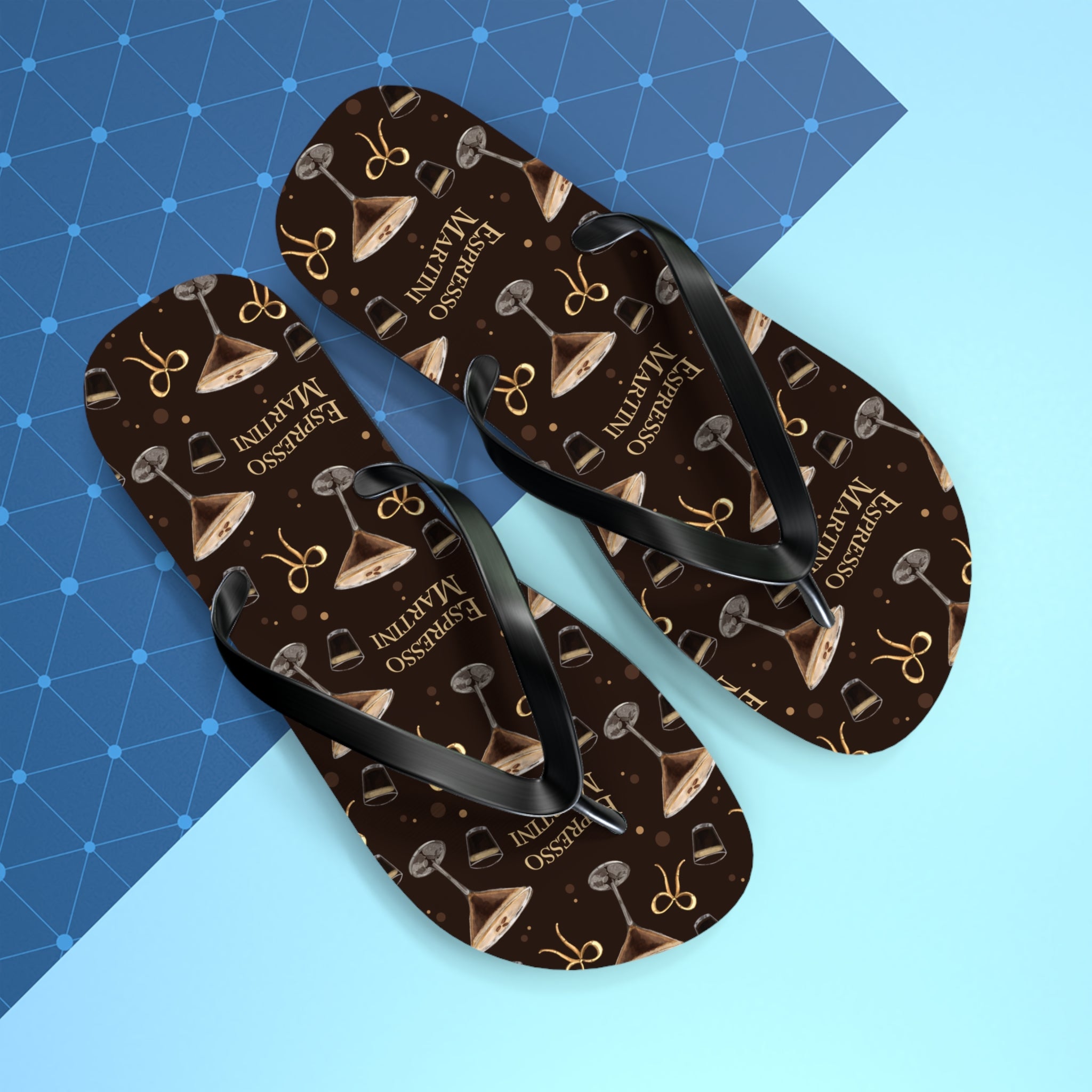 Espresso Martini Flip Flops — Dark Brown Espresso Collection Inspired Design