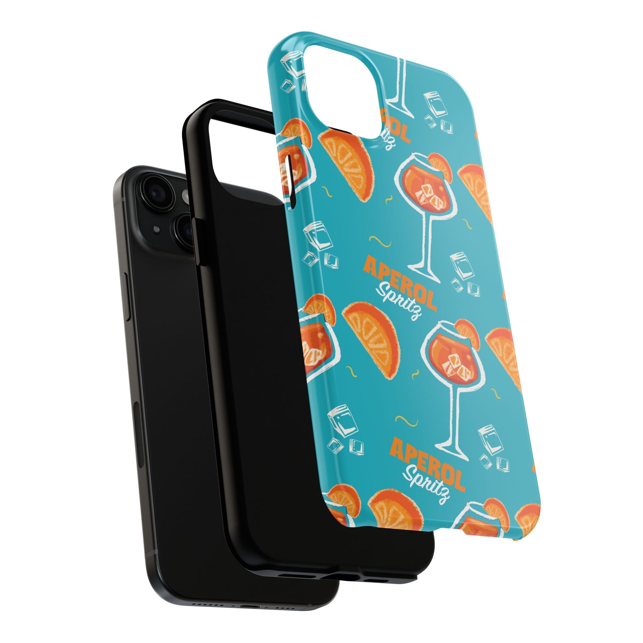 Aperol Spritz Tough Phone Case — Turquoise Cocktail Pattern Protective Cover