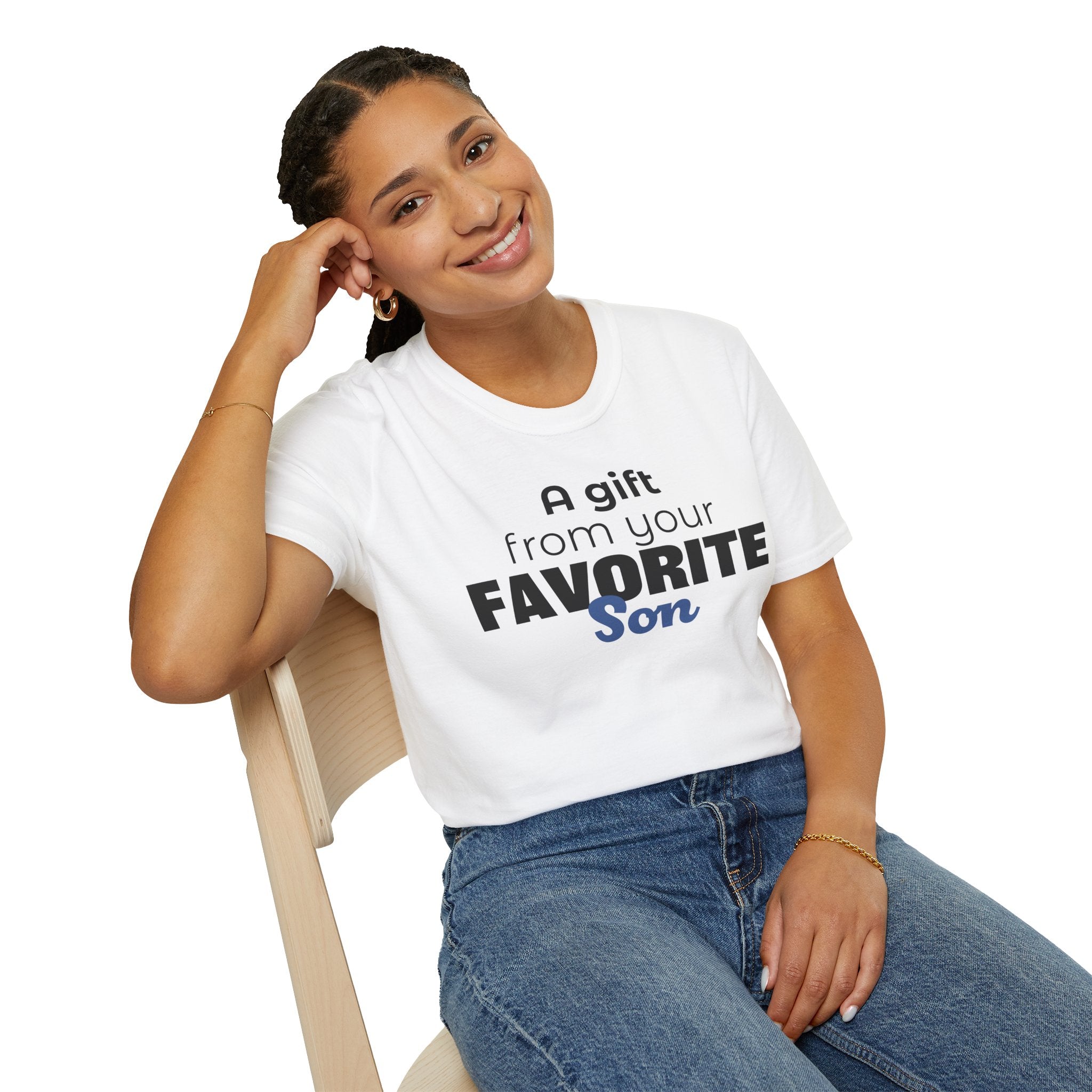 Favorite Son Gift for Mom T-Shirt – Funny Mother’s Day Shirt from Son | Mom Graphic Tee