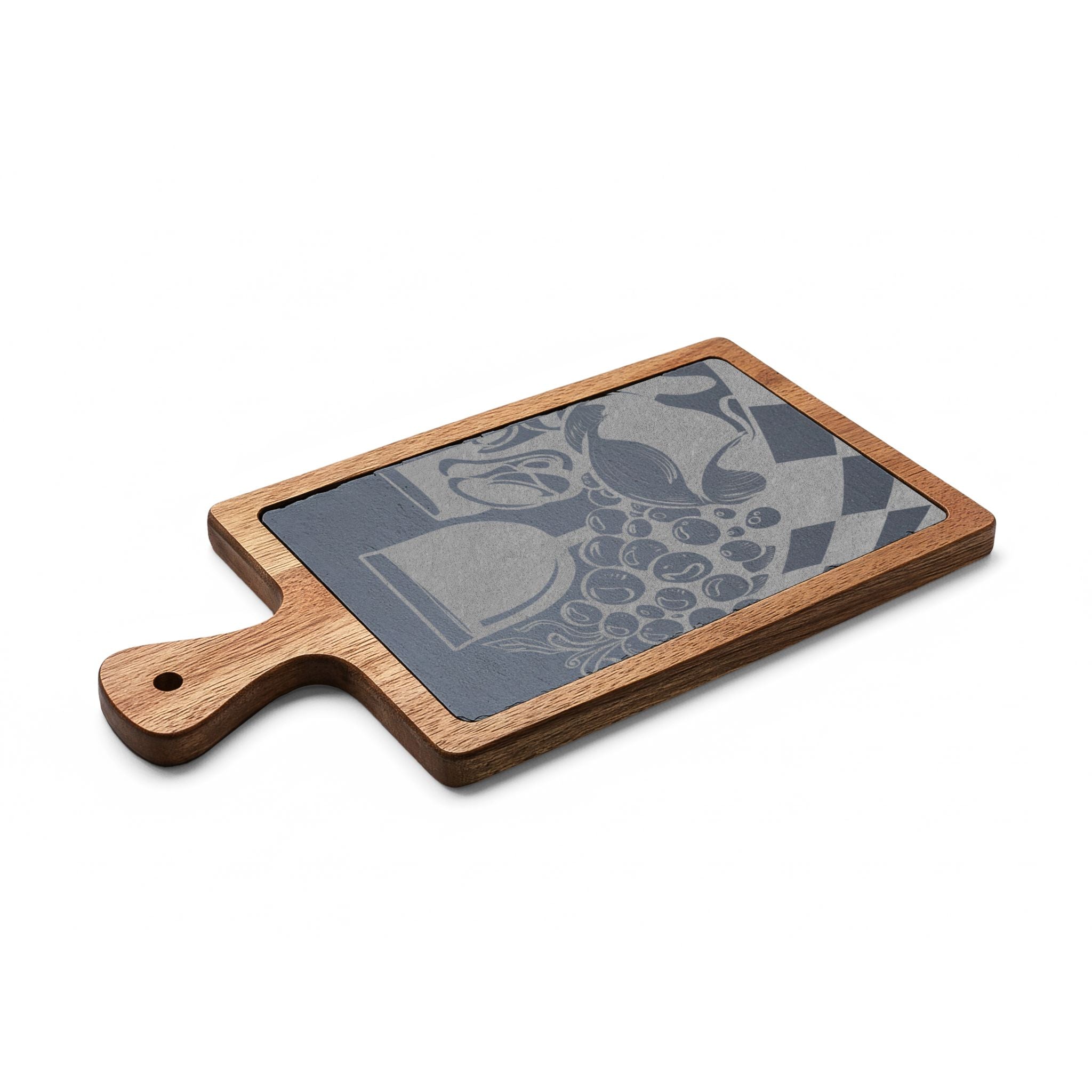 Engraved Bamboo Charcuterie Board with Slate Inset & Cheese Tools
