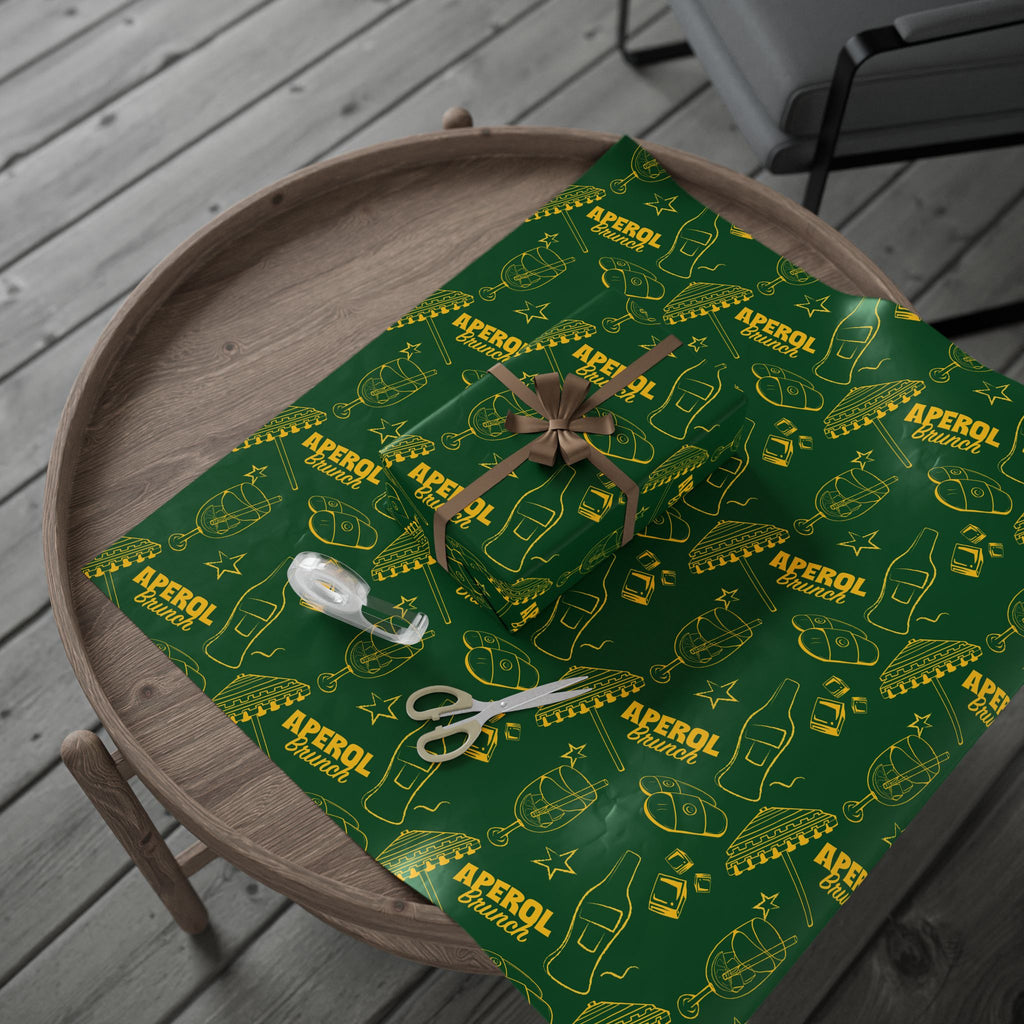 Aperol Brunch Peel Wrapping Paper Roll — Green Brunch Collection Inspired Design