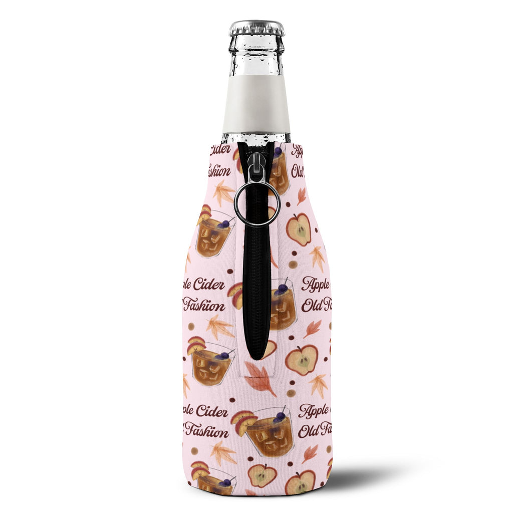 Apple Cider Old Fashioned Zip-Up Bottle Cooler Sleeve — Light Pink Apple Cider Collection Inspired Design