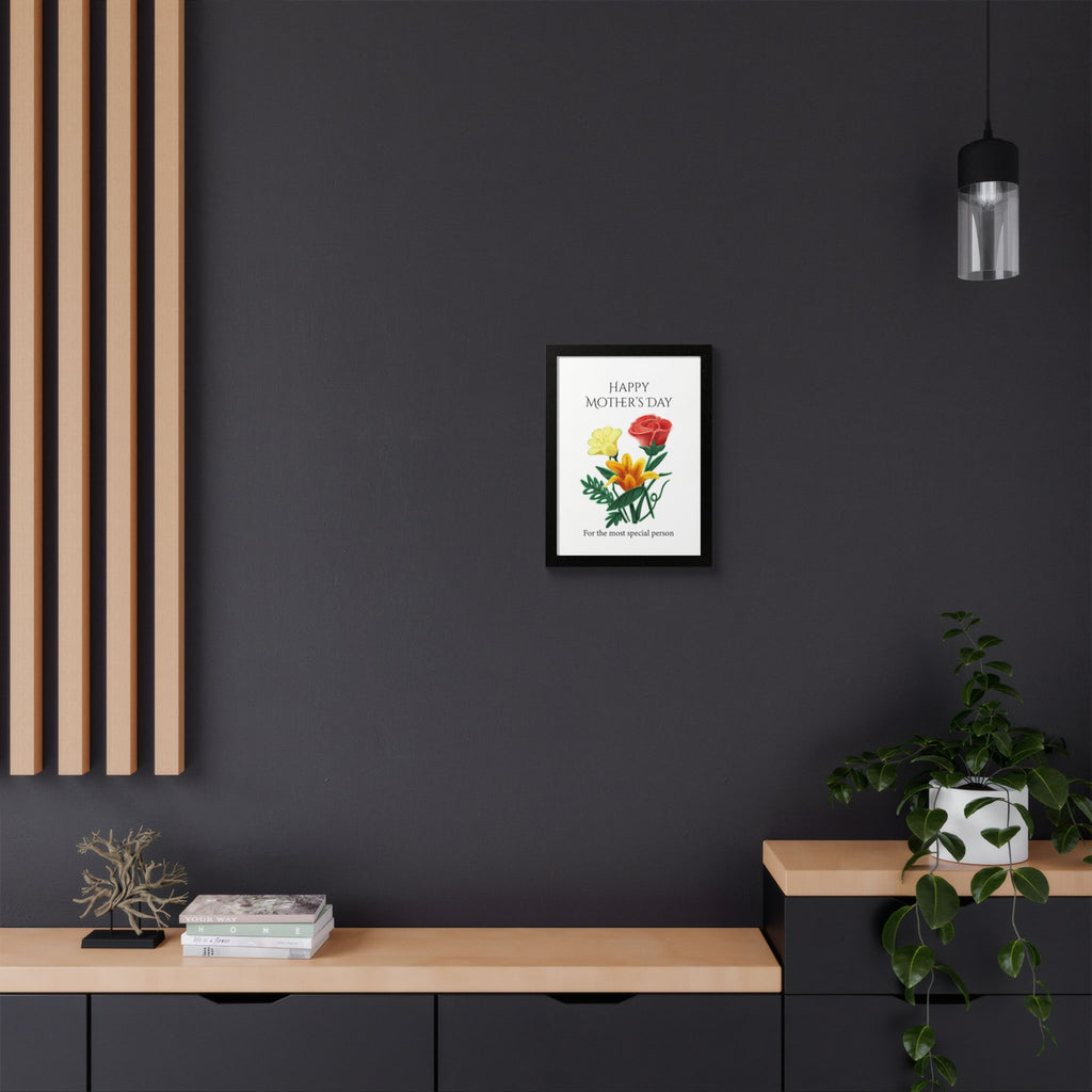 Mother’s Day Framed Floral Poster – Happy Mother’s Day Wall Art for Mom | Floral Gift Decor