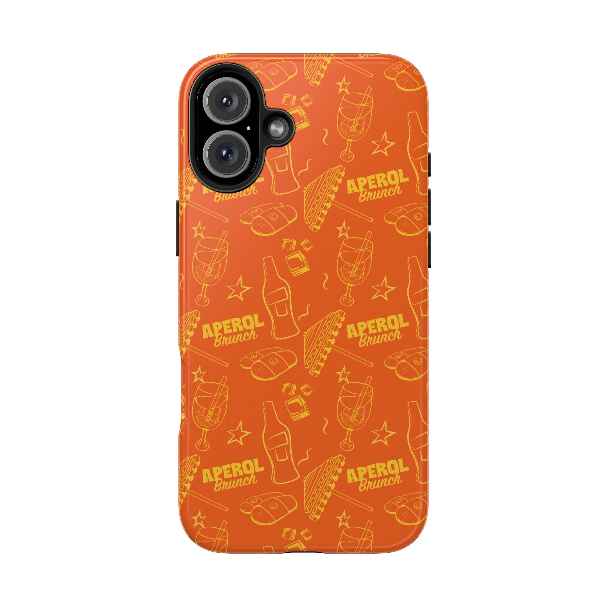 Aperol Spritz Tough Phone Case — Bright Orange Cocktail Pattern, Summer Barware Design