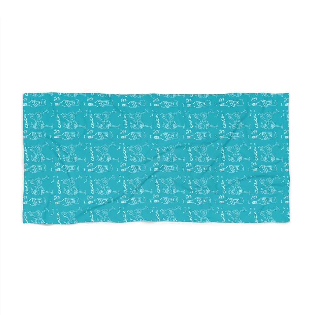 Cin Cin Spritz Beach Towel — Turquoise Citrus Cocktail Pattern