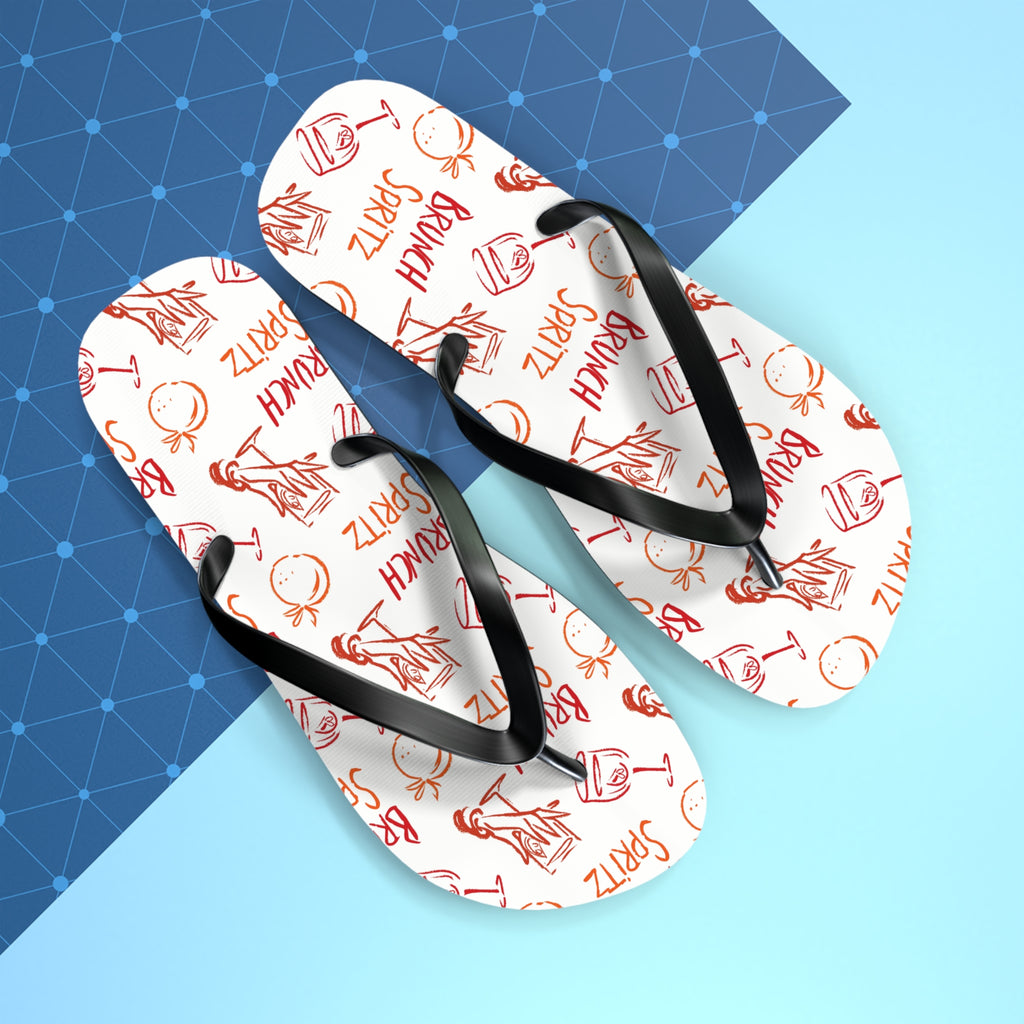 Brunch Spritz Flip Flops — White Brunch Collection Inspired Design