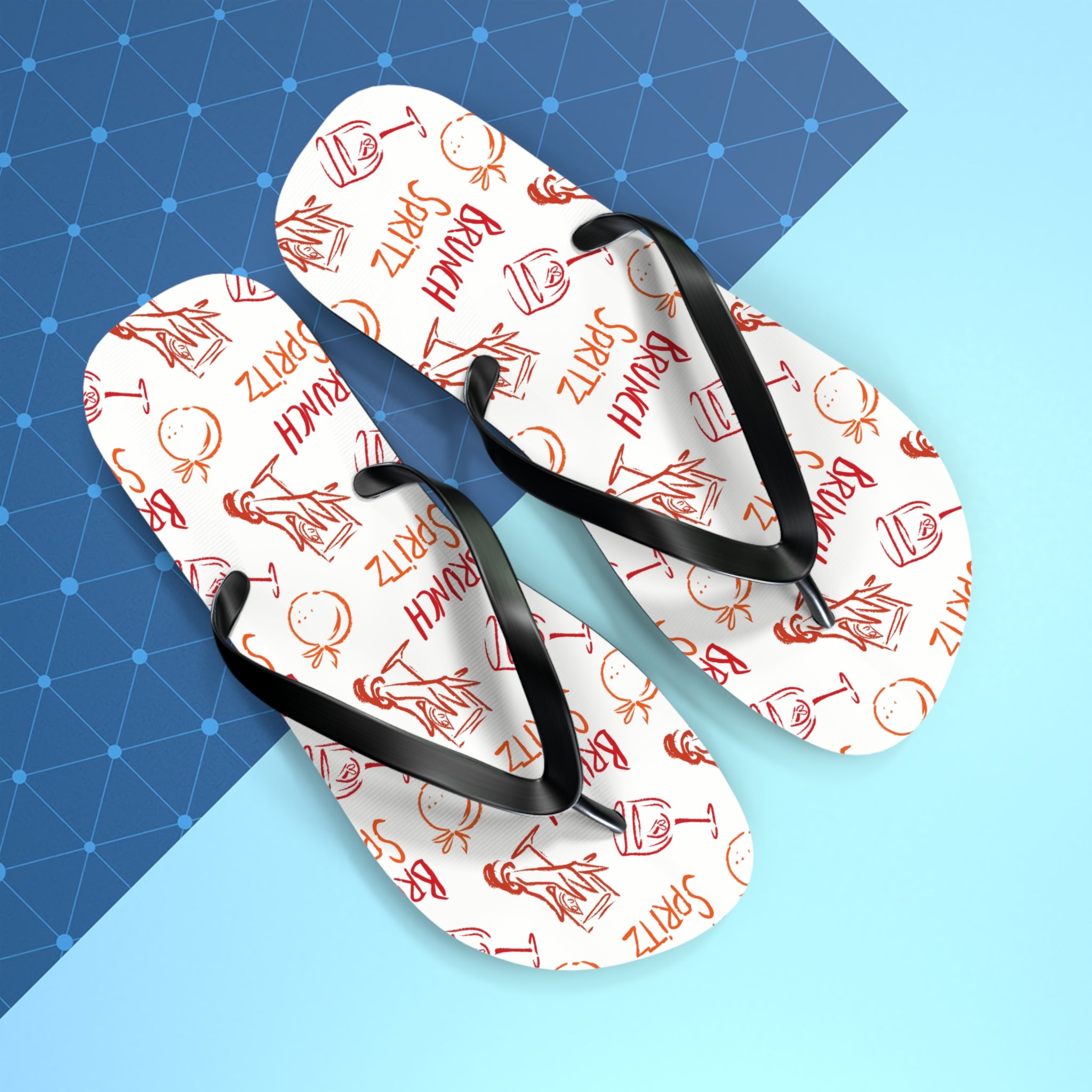 Brunch Spritz Flip Flops — White Brunch Collection Inspired Design