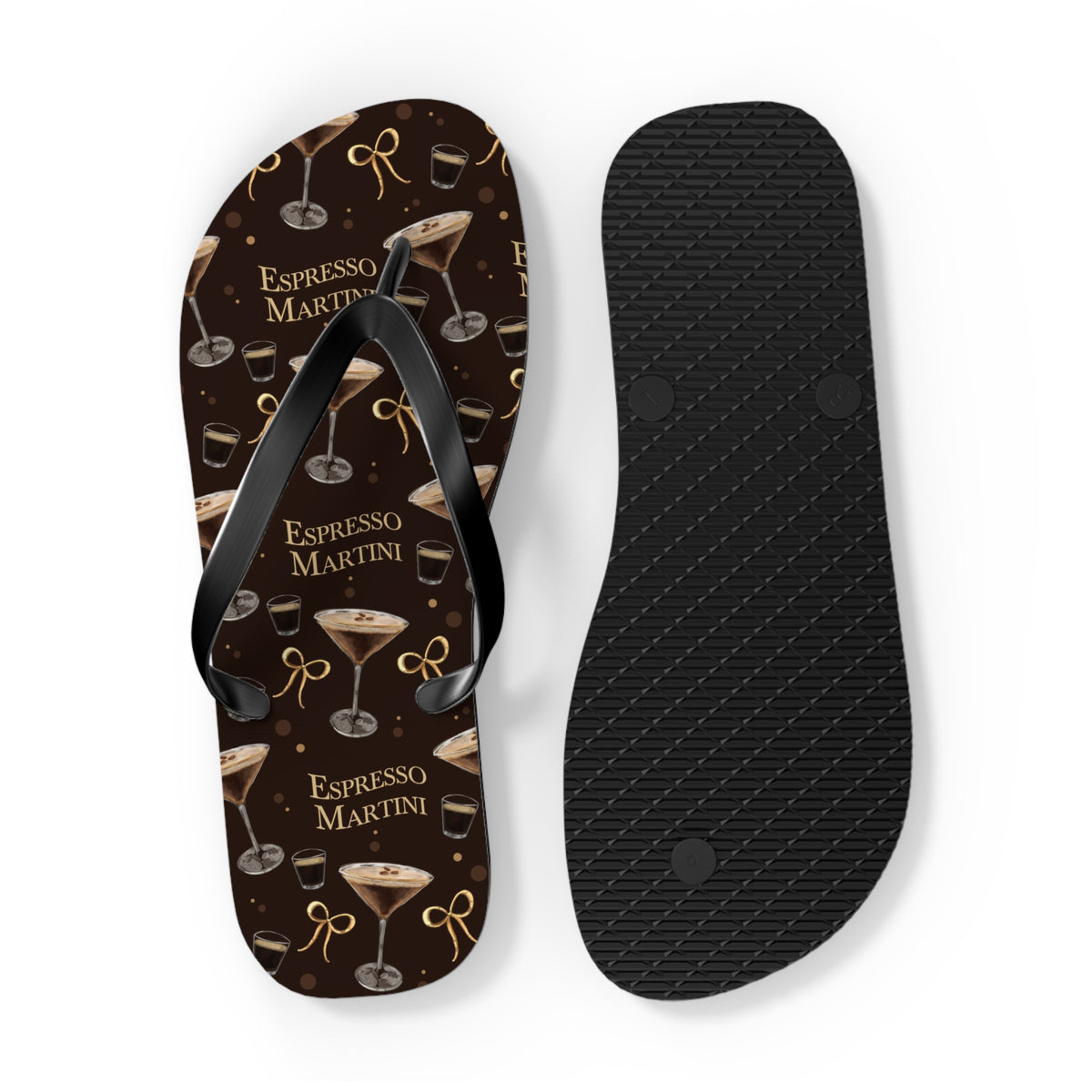 Espresso Martini Flip Flops — Dark Brown Espresso Collection Inspired Design