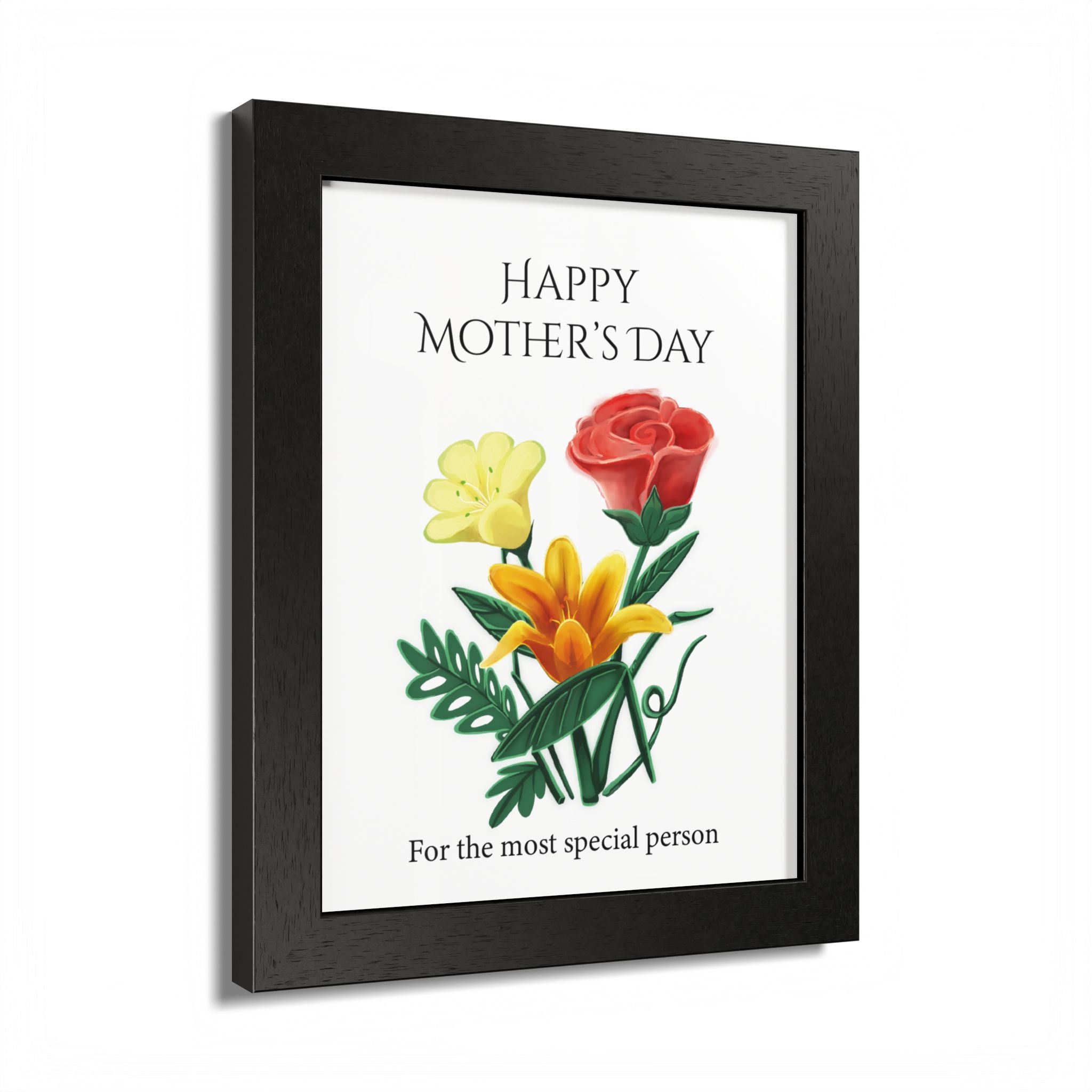 Mother’s Day Framed Floral Poster – Happy Mother’s Day Wall Art for Mom | Floral Gift Decor