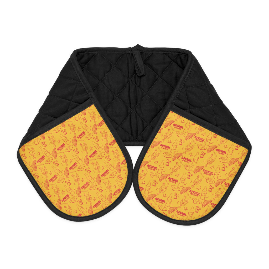 Aperol Brunch Yellow Double Oven Mitt — Citrus Kitchen Decor