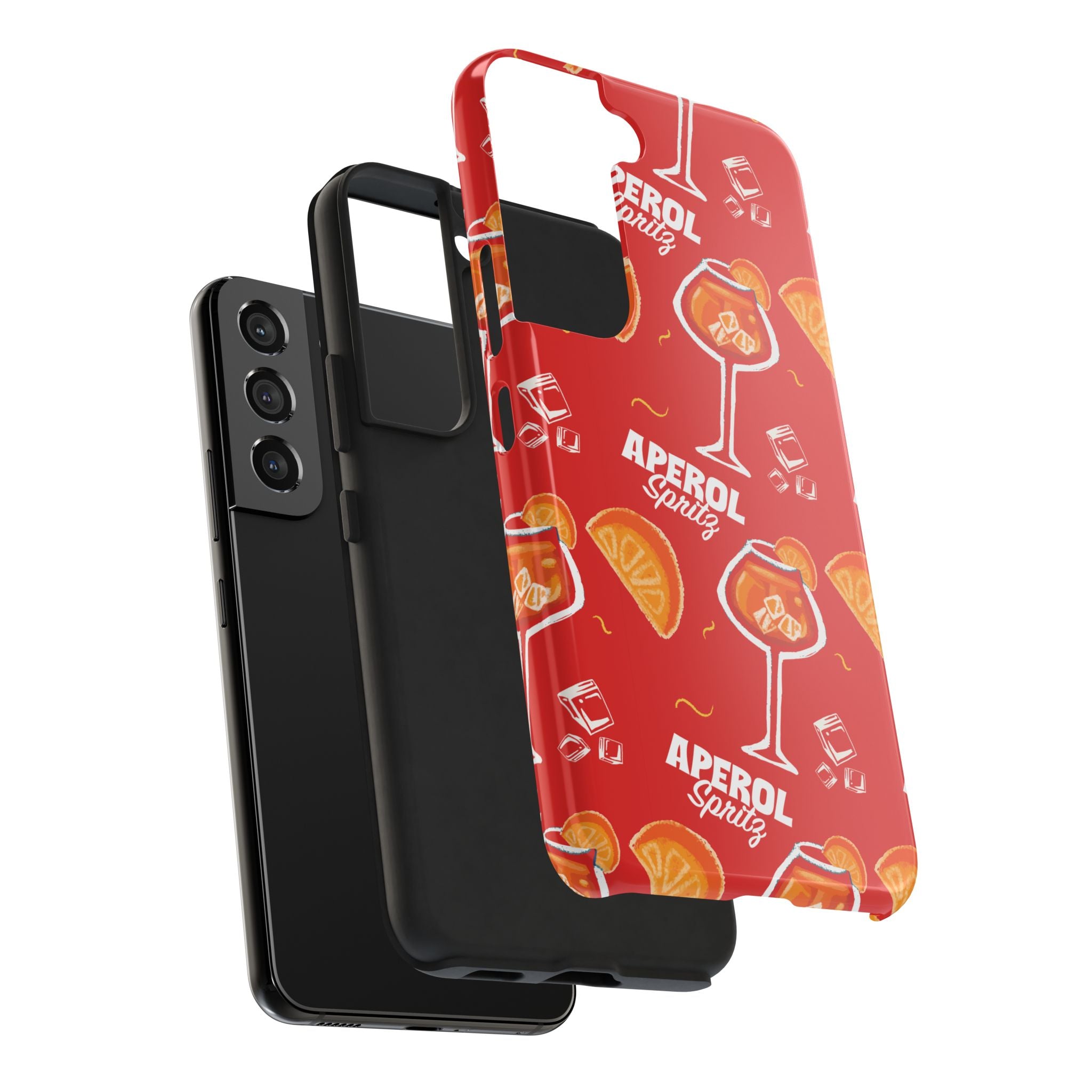 Aperol Spritz Tough Phone Case — Red Cocktail Pattern Protective Cover