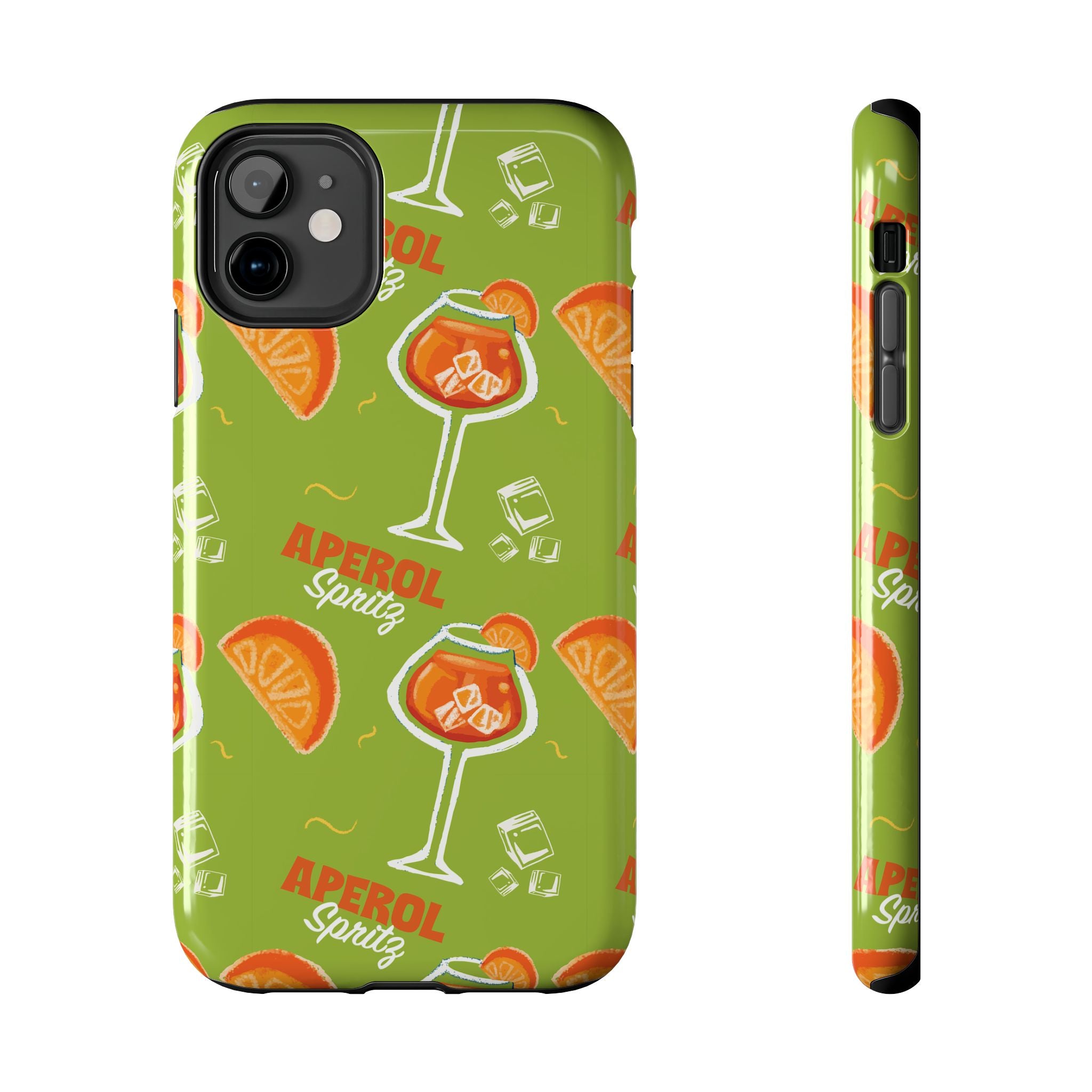 Aperol Spritz Tough Phone Case — Green Cocktail Pattern Phone Cover
