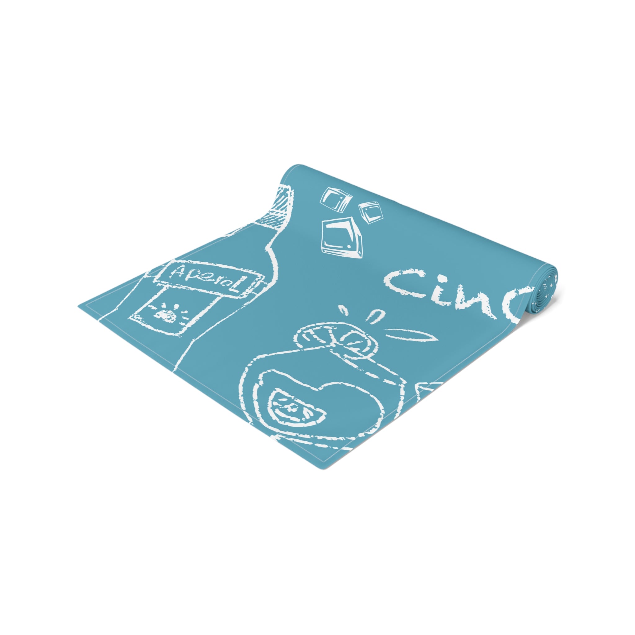Cin Cin Spritz Table Runner — Turquoise Aperol Inspired Design