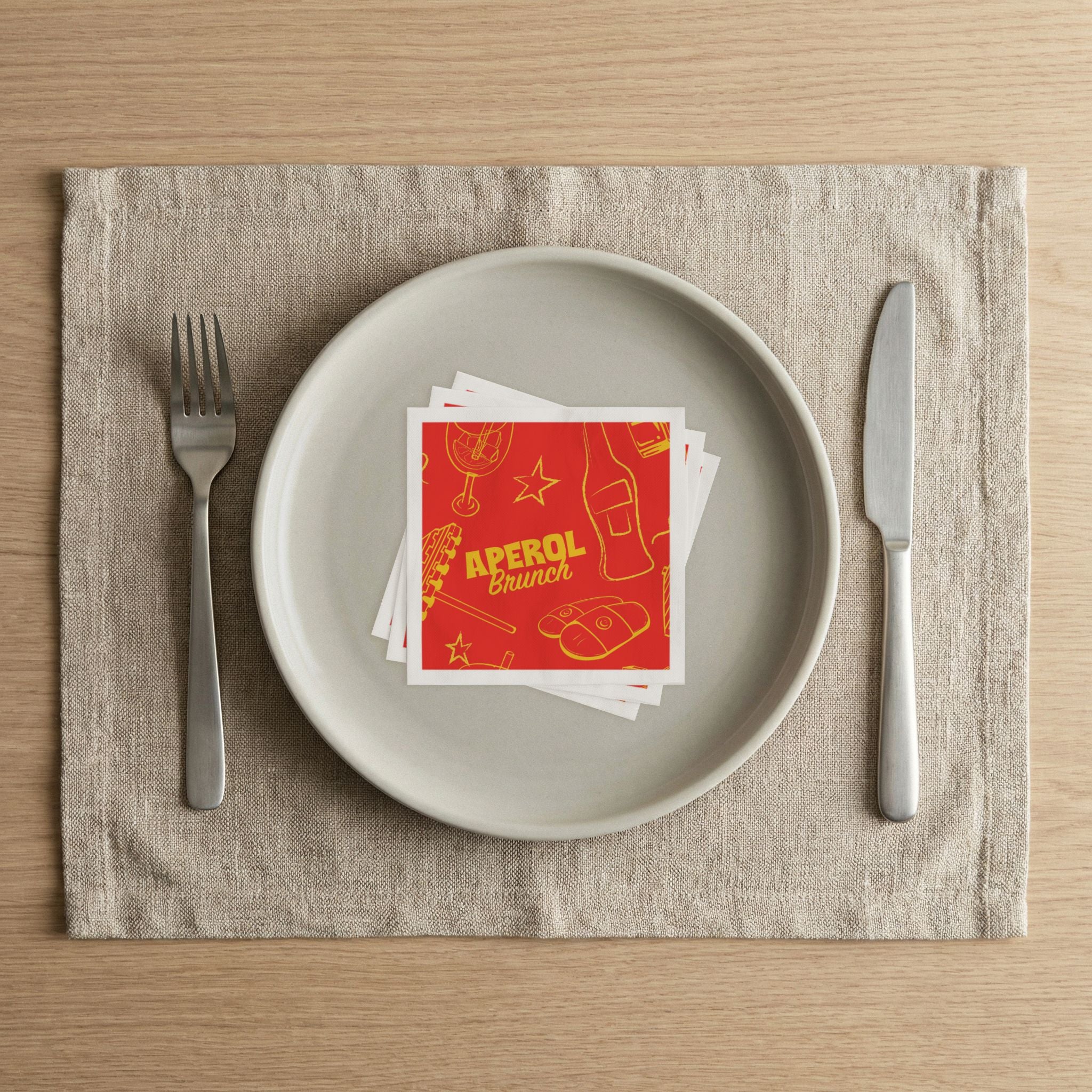 Aperol Brunch Cocktail Napkins (Pack of 50) – Red Paper Napkins, Cocktail Party Decor, Brunch Beverage Napkins, Hostess Gift