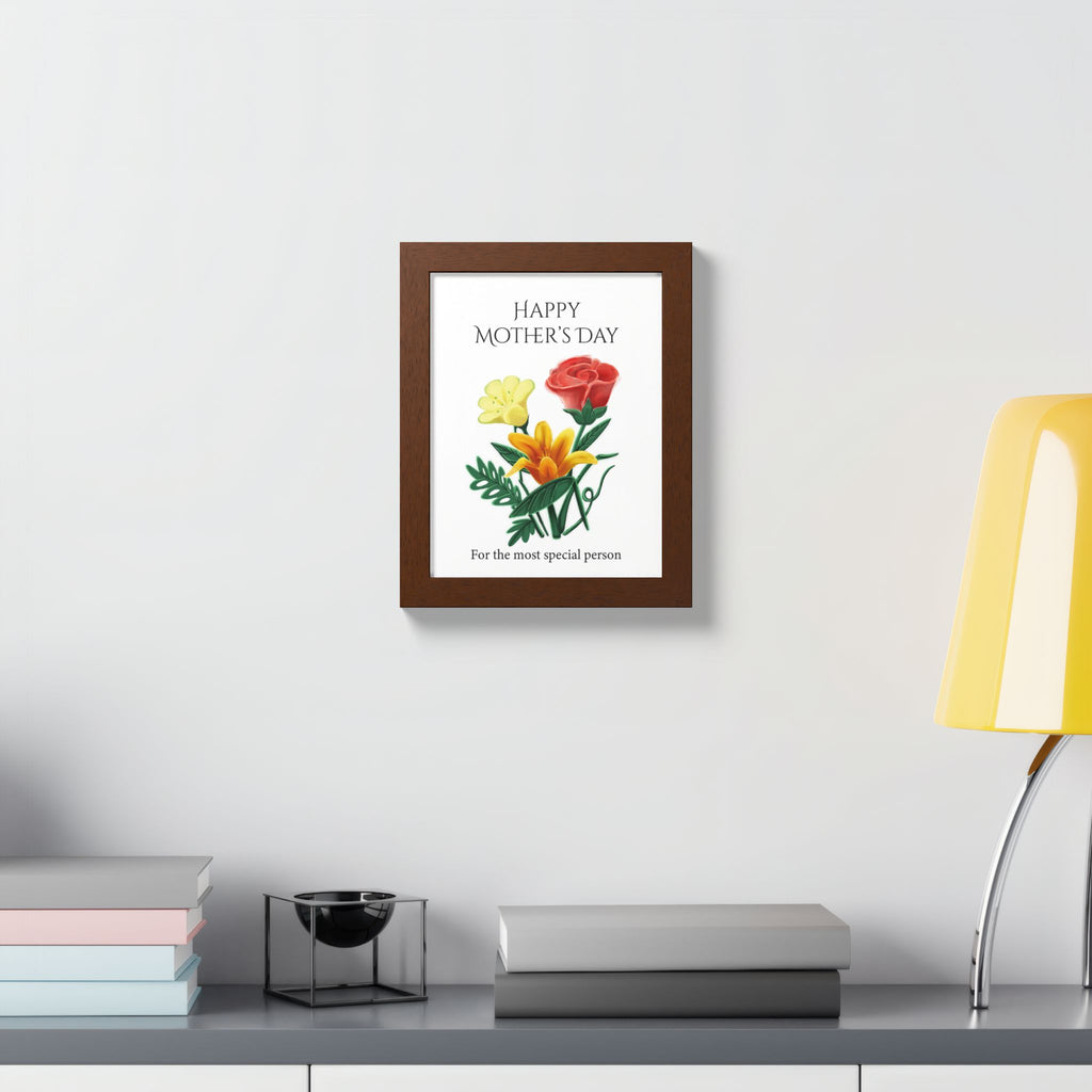 Mother’s Day Framed Floral Poster – Happy Mother’s Day Wall Art for Mom | Floral Gift Decor