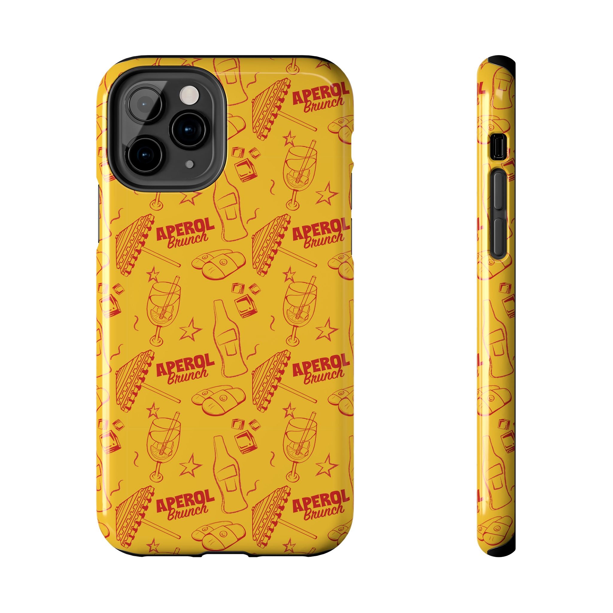 Aperol Brunch Tough Phone Case — Yellow Cocktail Patterned Protective Cover