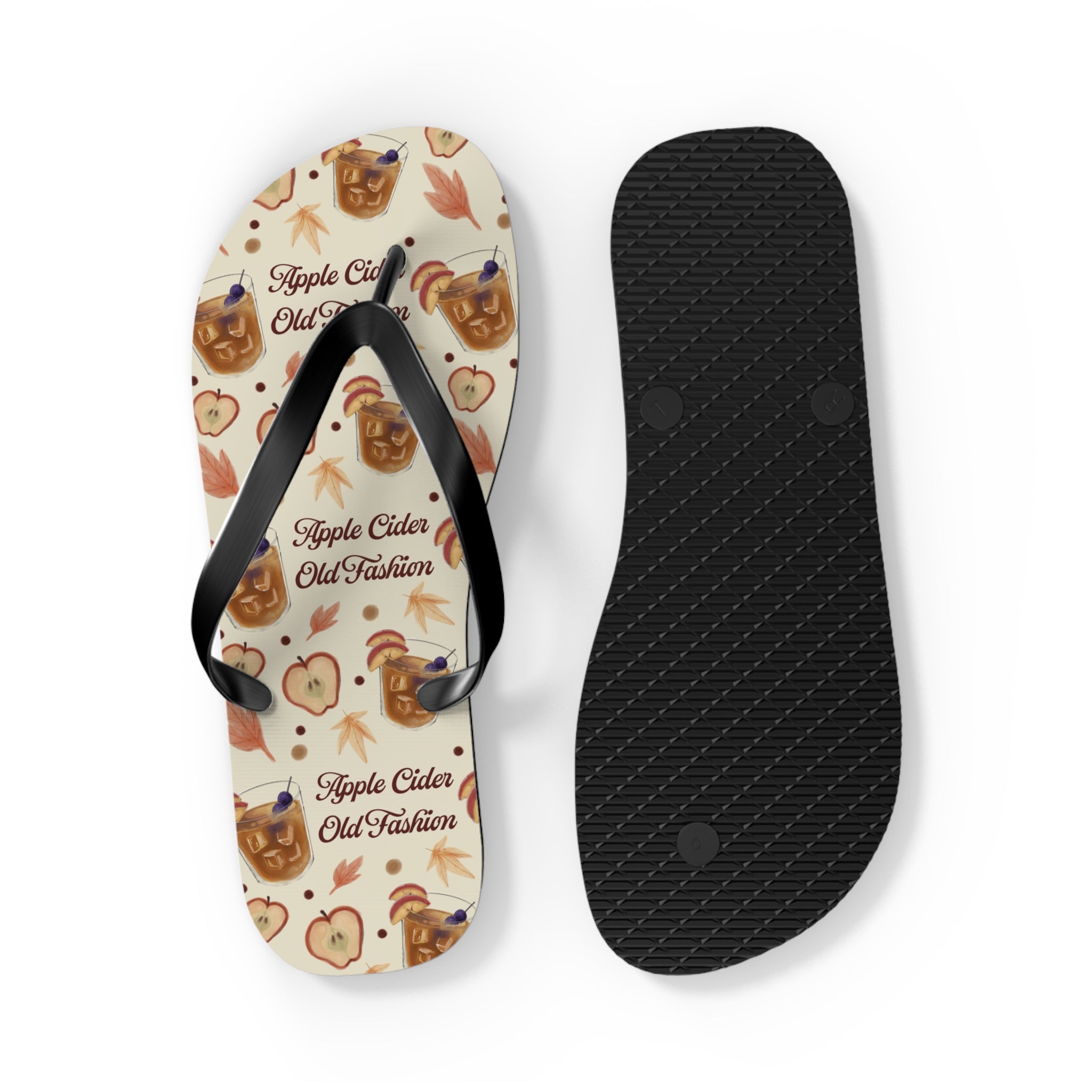 Apple Cider Old Fashioned Flip Flops — Beige Apple Cider Collection Inspired Design