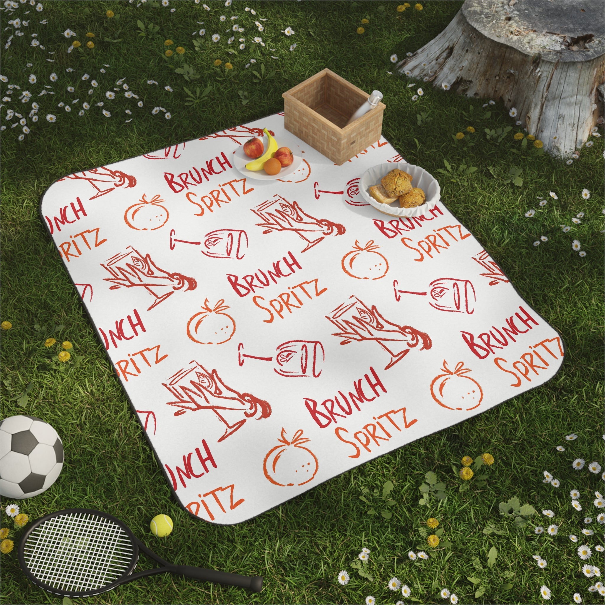 Brunch Spritz Picnic Blanket — Red & Orange Aperol Inspired Design