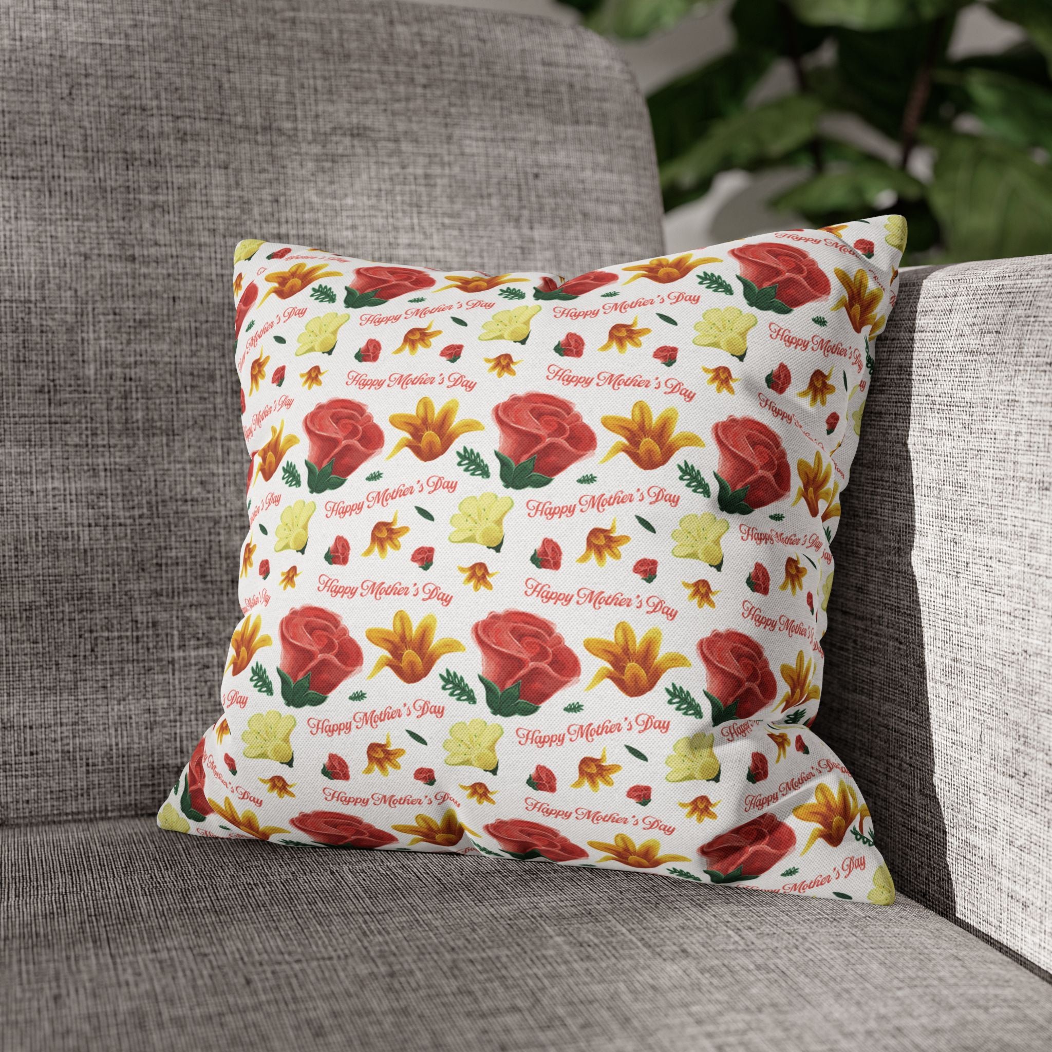 Gift for Mom Floral Throw Pillow Cover – Mother’s Day Botanical Cushion | Spring Home Decor
