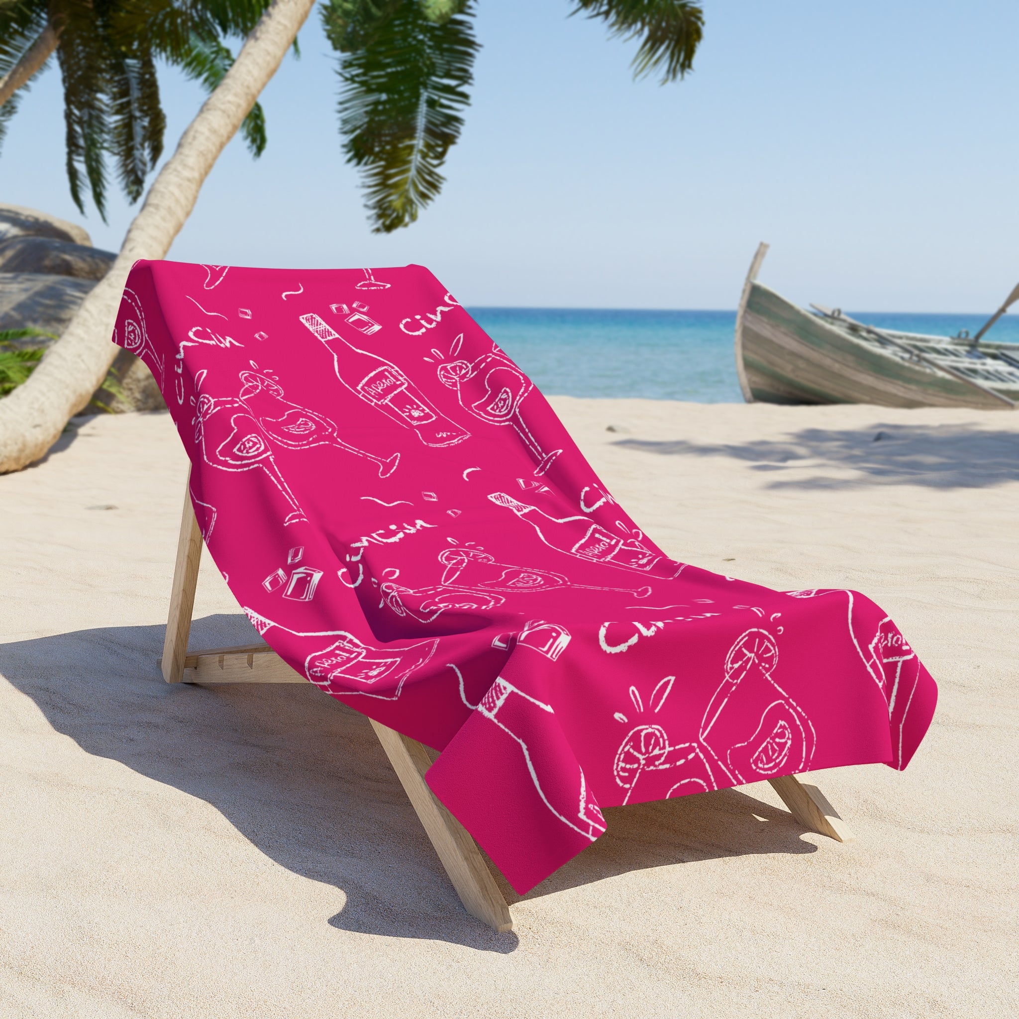 Cin Cin Spritz Beach Towel — Pink Aperol Inspired Design