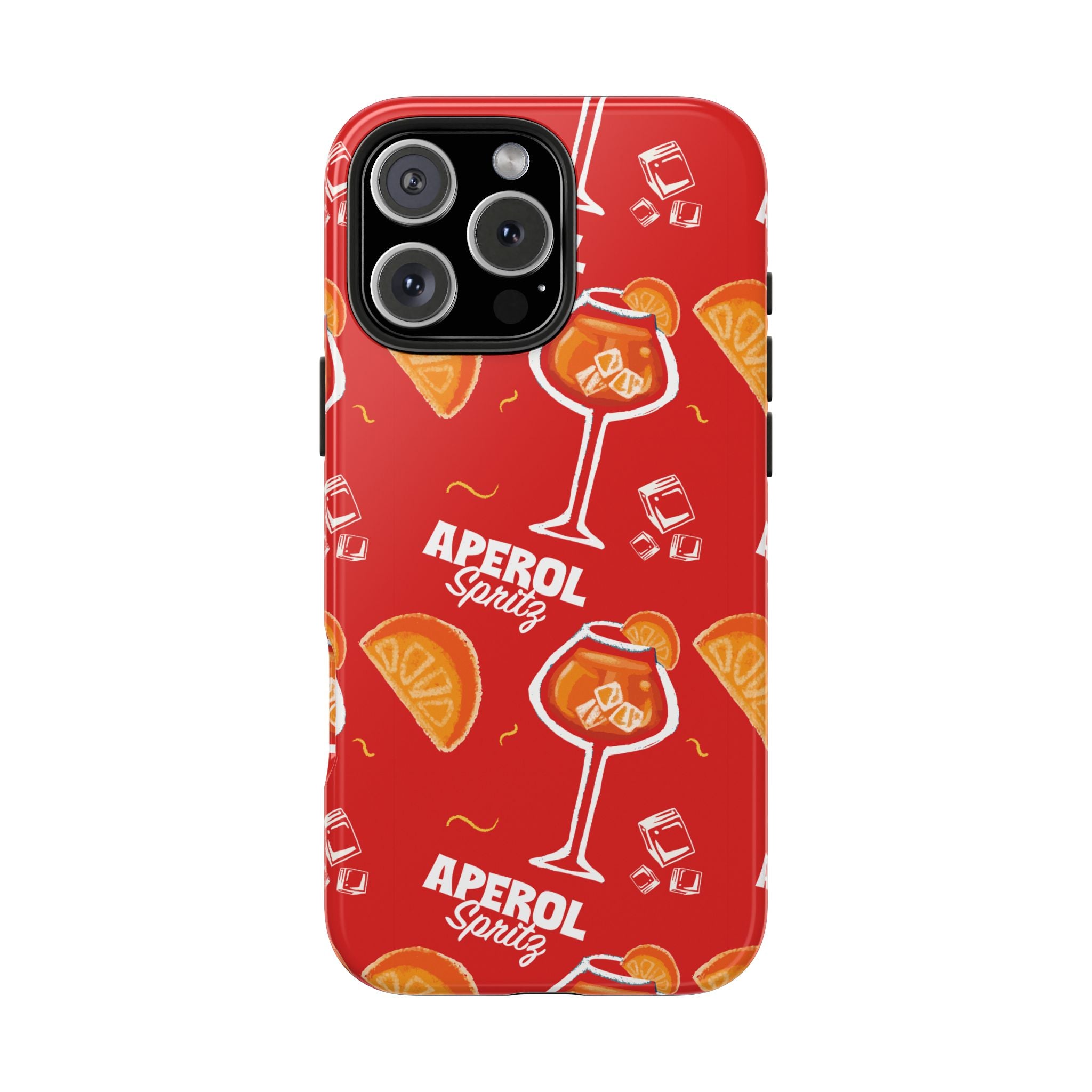 Aperol Spritz Tough Phone Case — Red Cocktail Pattern Protective Cover