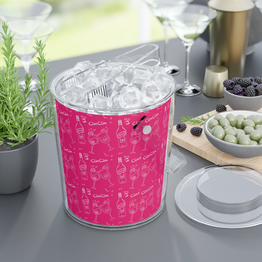 Cin Cin Ice Bucket with Tongs — Pink Cin Cin Collection Inspired Design