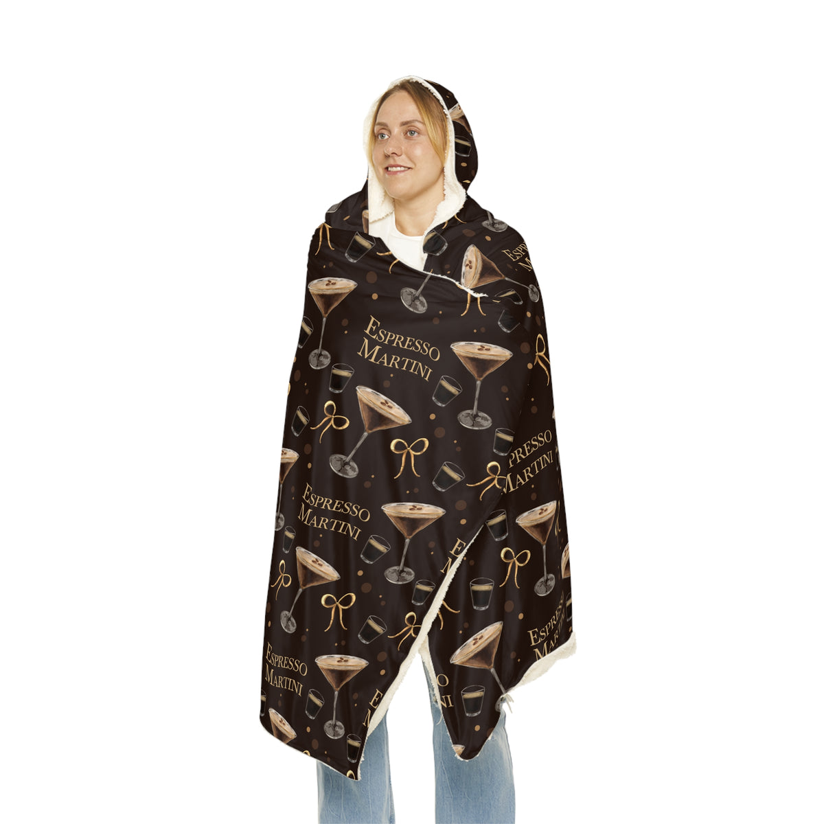 Espresso Martini Hooded Throw Blanket — Dark Brown Espresso Collection Inspired Design