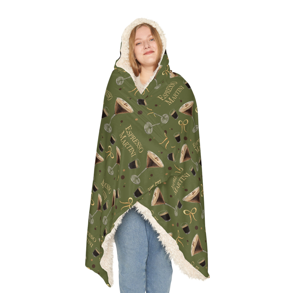 Espresso Martini Hooded Throw Blanket — Olive Green Espresso Collection Inspired Design