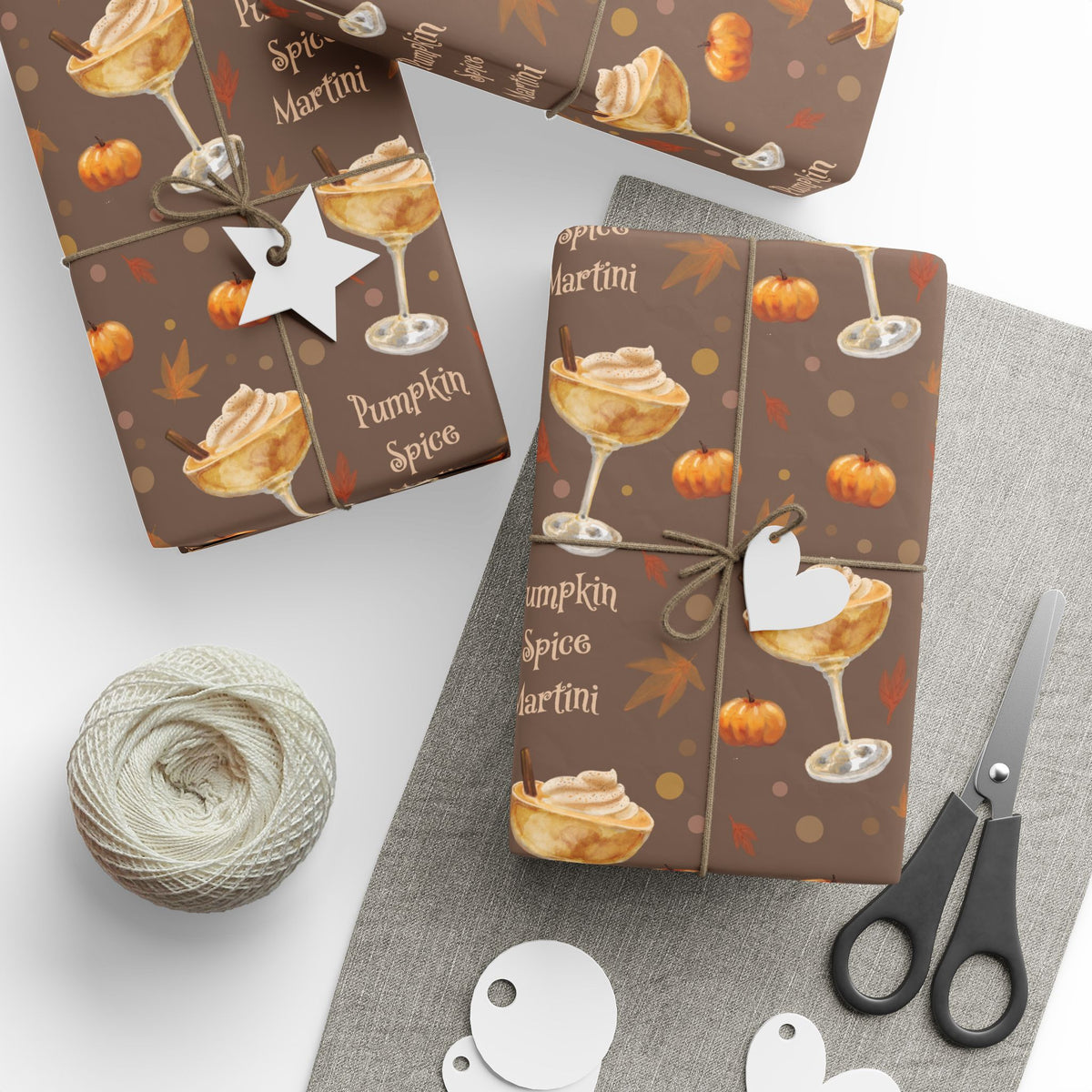 Pumpkin Spice Martini Wrapping Paper Roll – Brown Pumpkin Collection Inspired Design