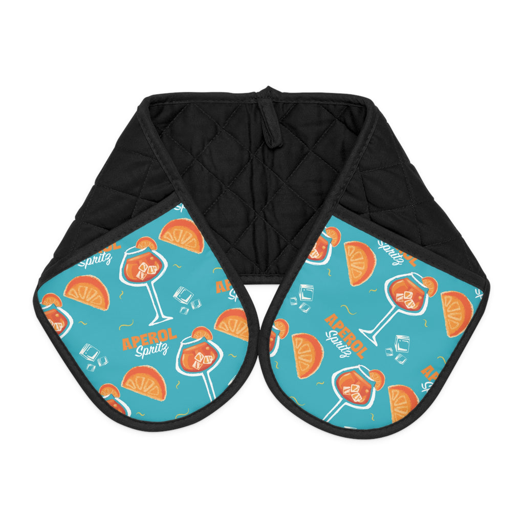 Aperol Spritz Turquoise Double Oven Mitt — Citrus Kitchen Decor