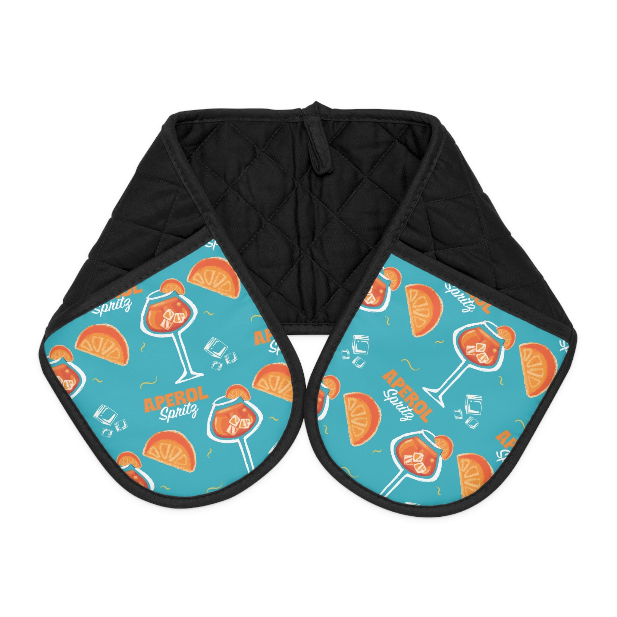 Aperol Spritz Turquoise Double Oven Mitt — Citrus Kitchen Decor