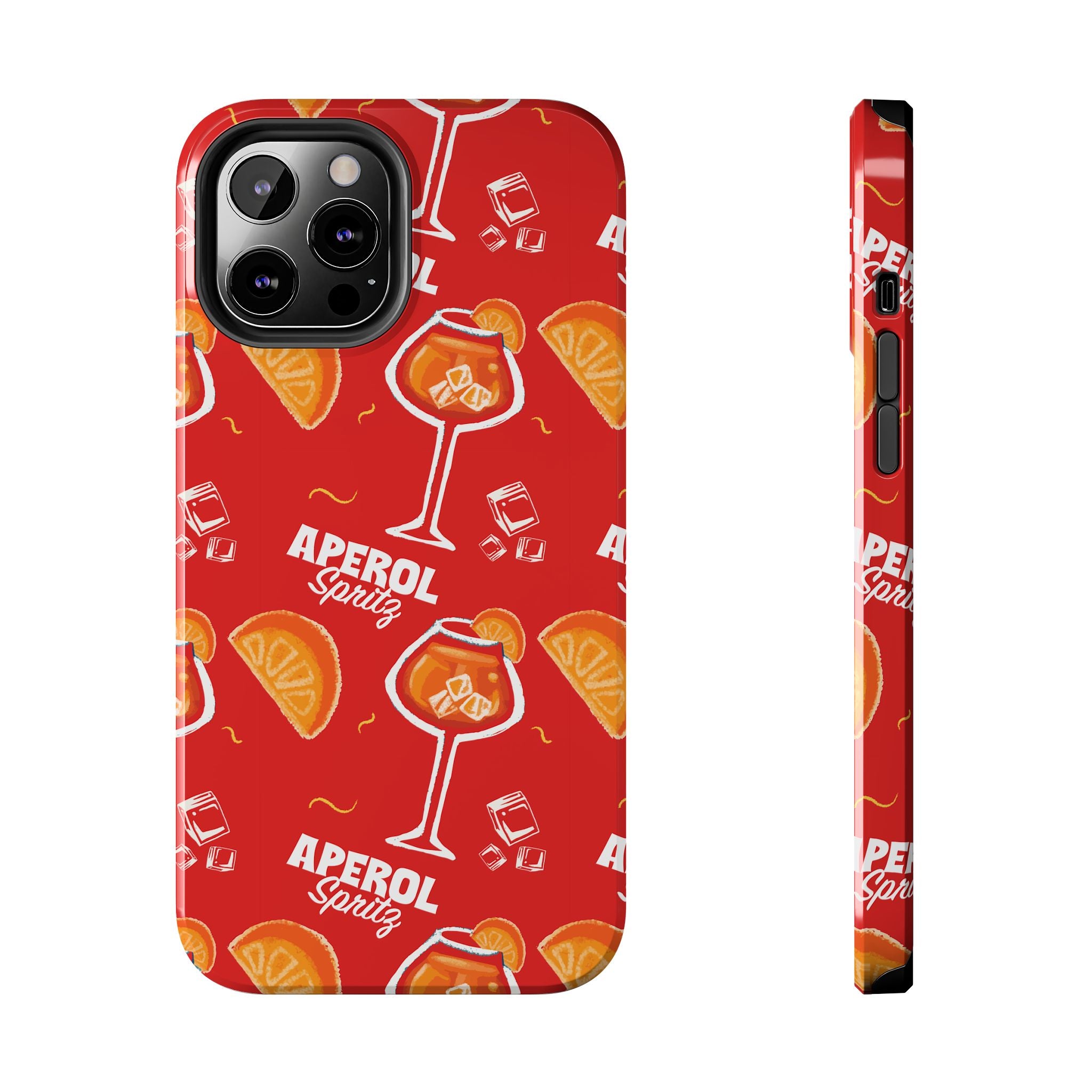 Aperol Spritz Tough Phone Case — Red Cocktail Pattern Protective Cover