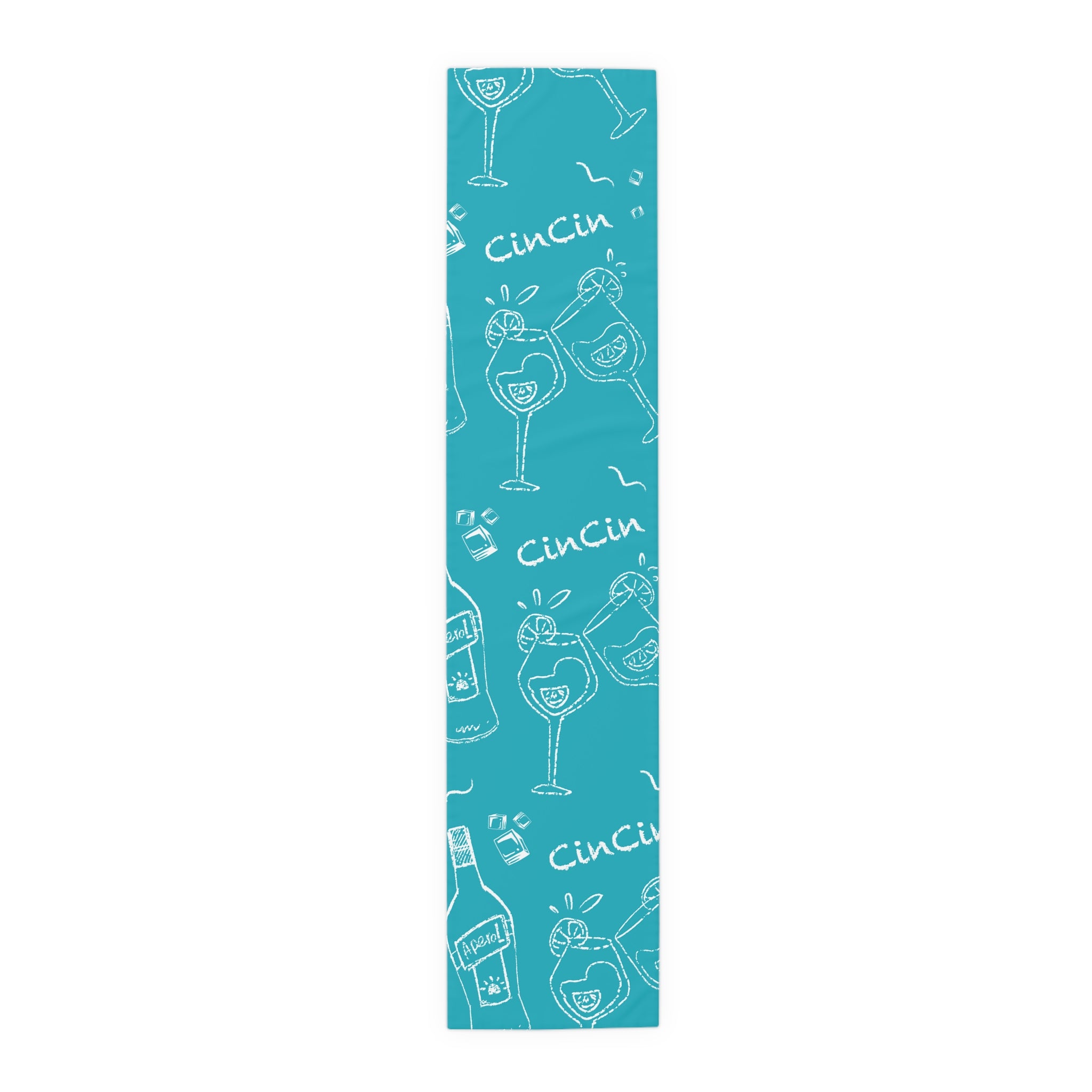 Cin Cin Spritz Table Runner — Turquoise Aperol Inspired Design