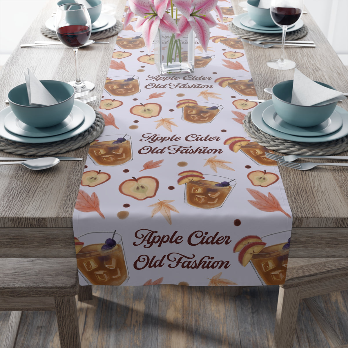 Apple Cider Old Fashioned Table Runner — Light Violet Apple Cider Collection Inspired Design