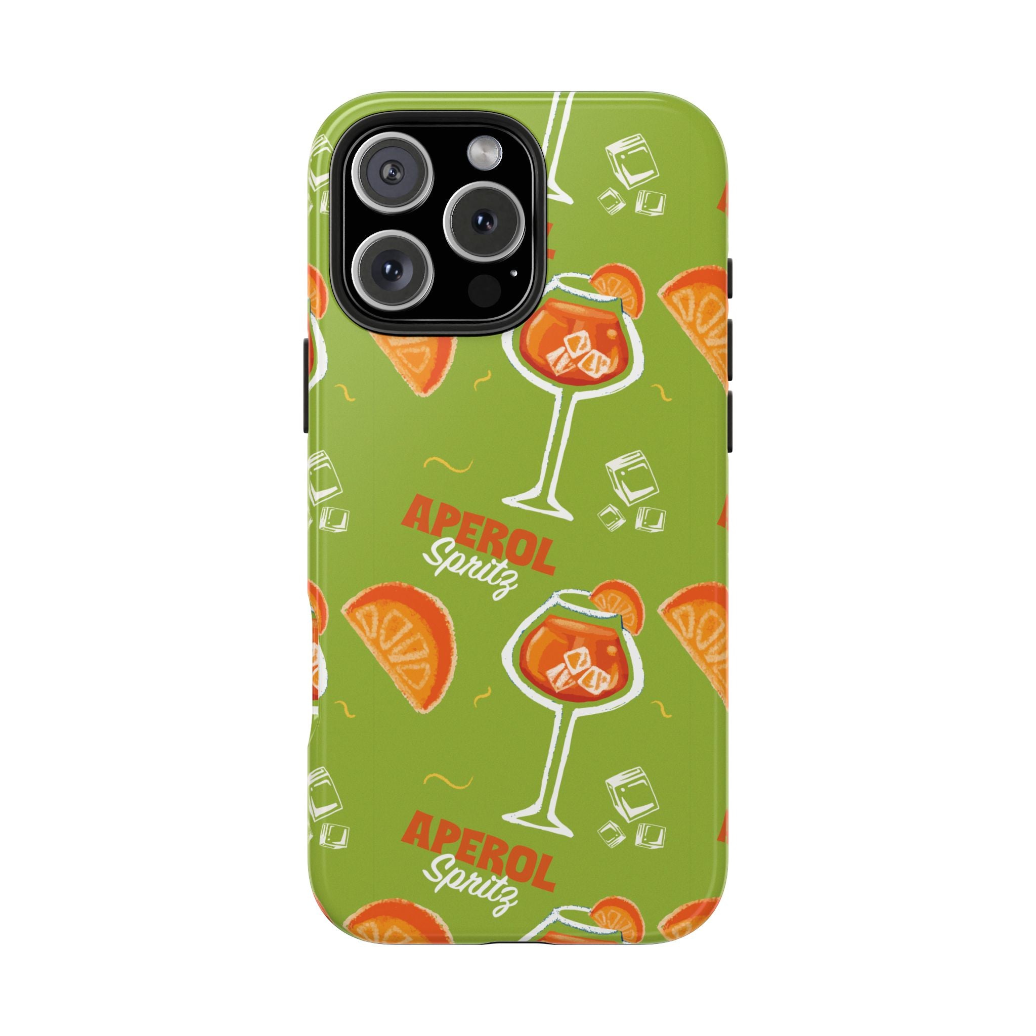 Aperol Spritz Tough Phone Case — Green Cocktail Pattern Phone Cover