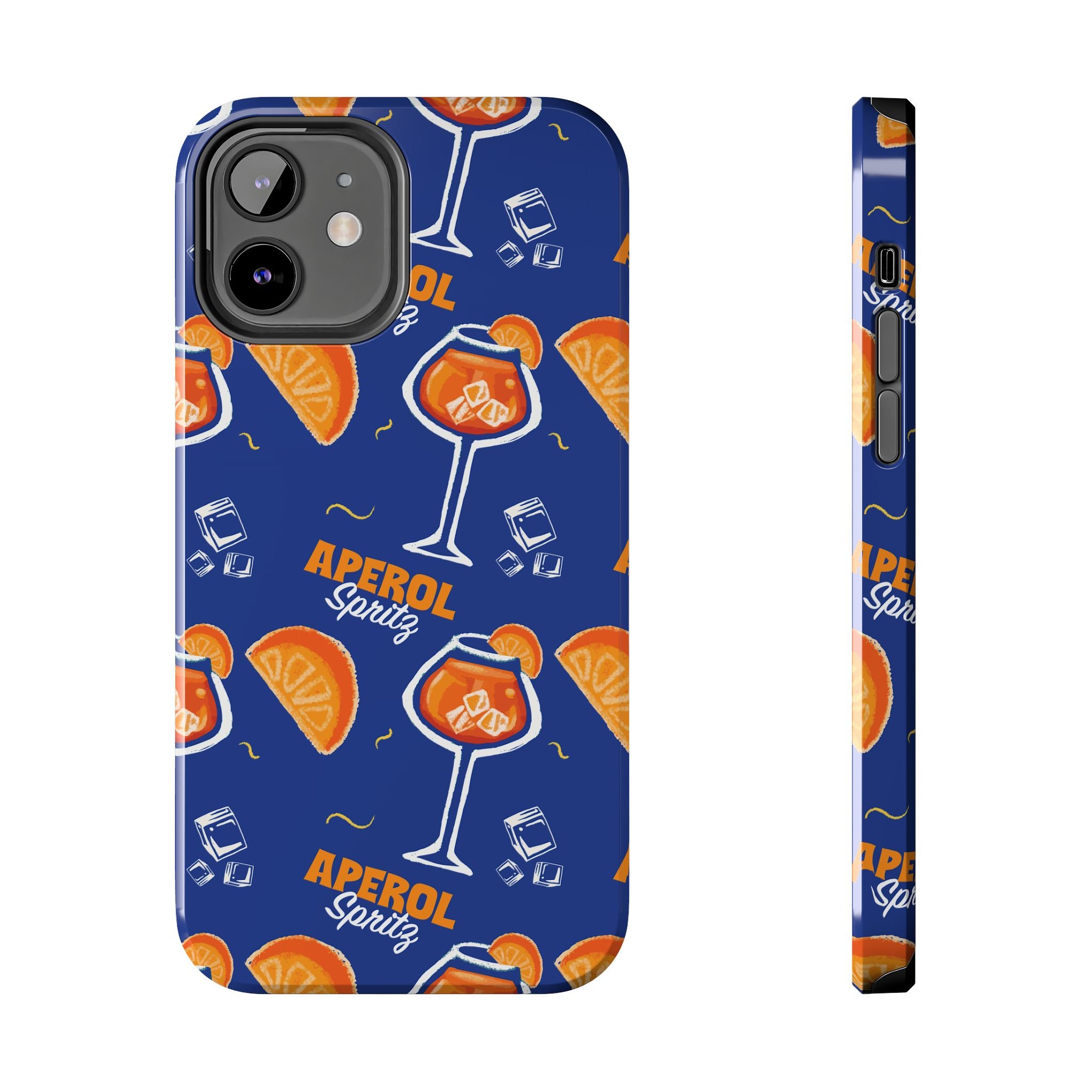 Aperol Spritz Tough Phone Case — Blue Cocktail Pattern Protective Cover