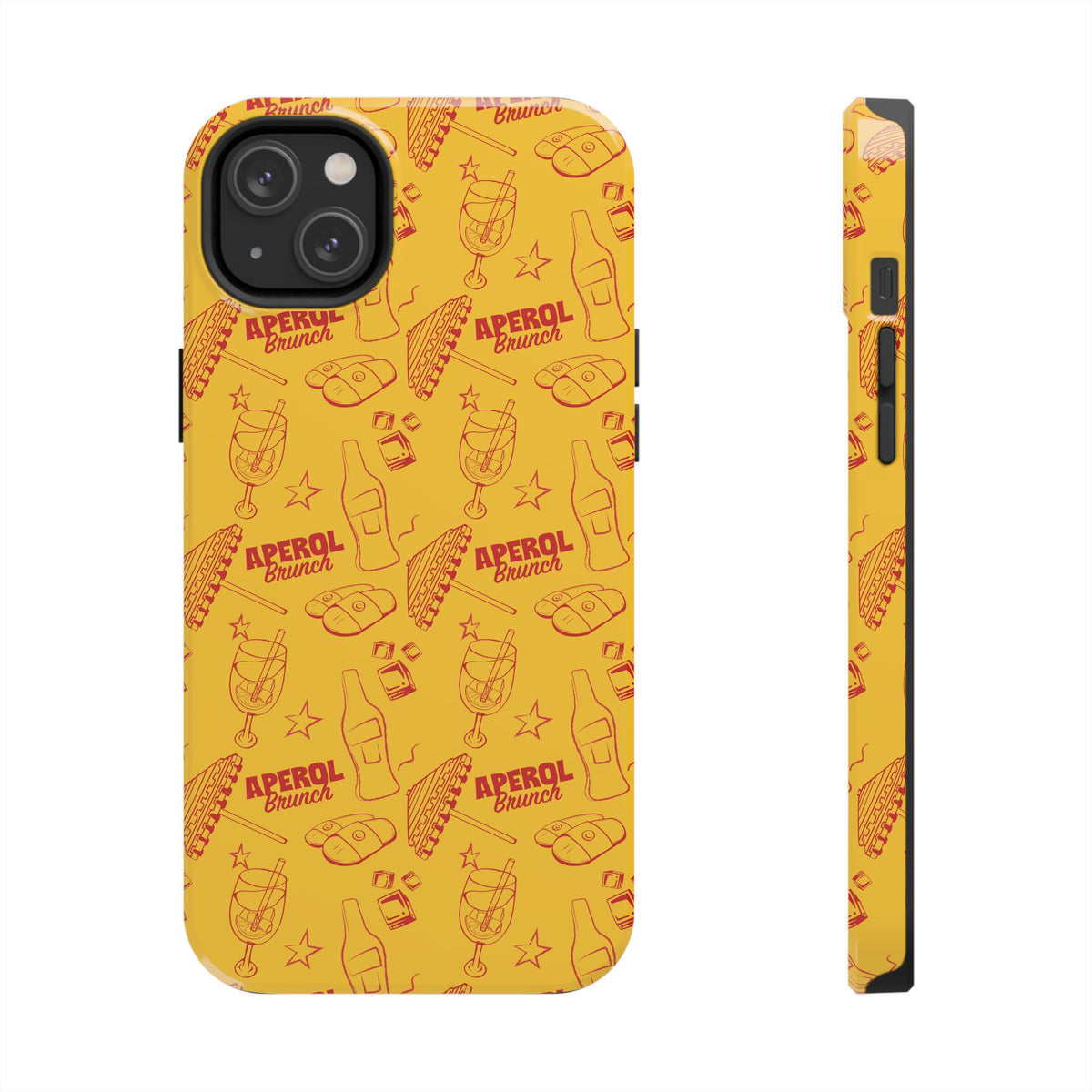 Aperol Brunch Tough Phone Case — Aperol Yellow Patterned Protective Cover
