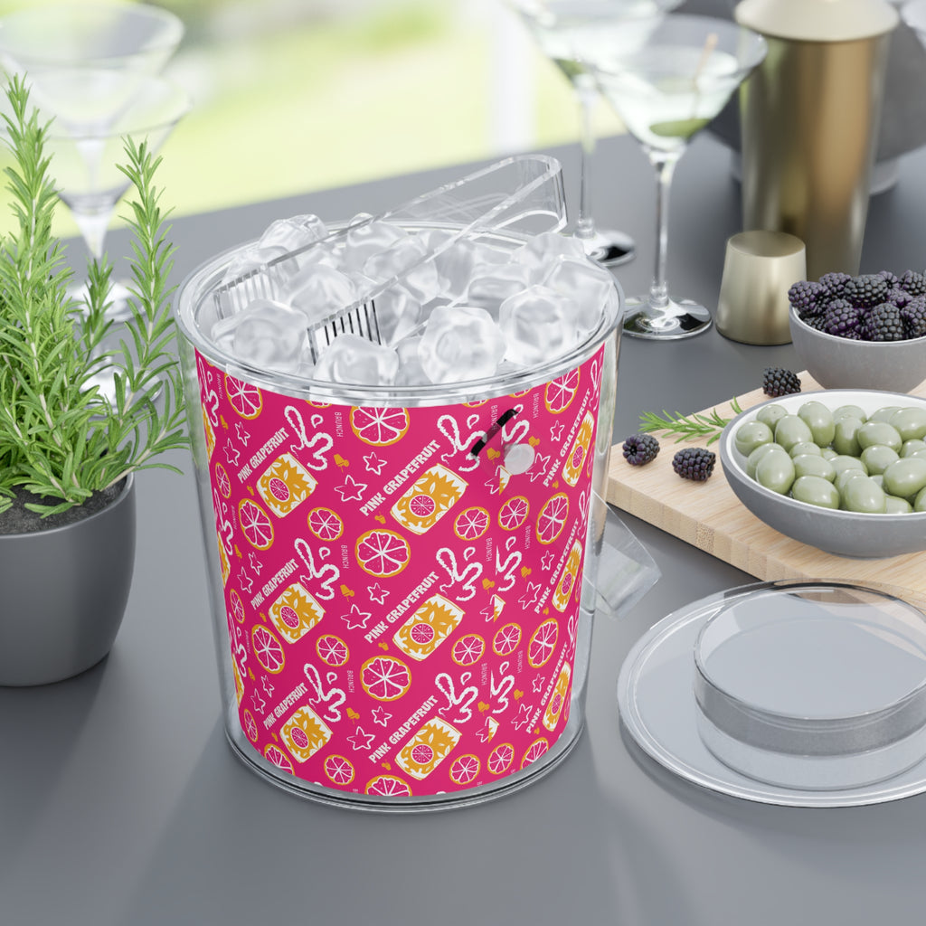 Pink GrapeFruit Fruit Ice Bucket with Tongs — Pink Grapefruit Collection Inspired Design